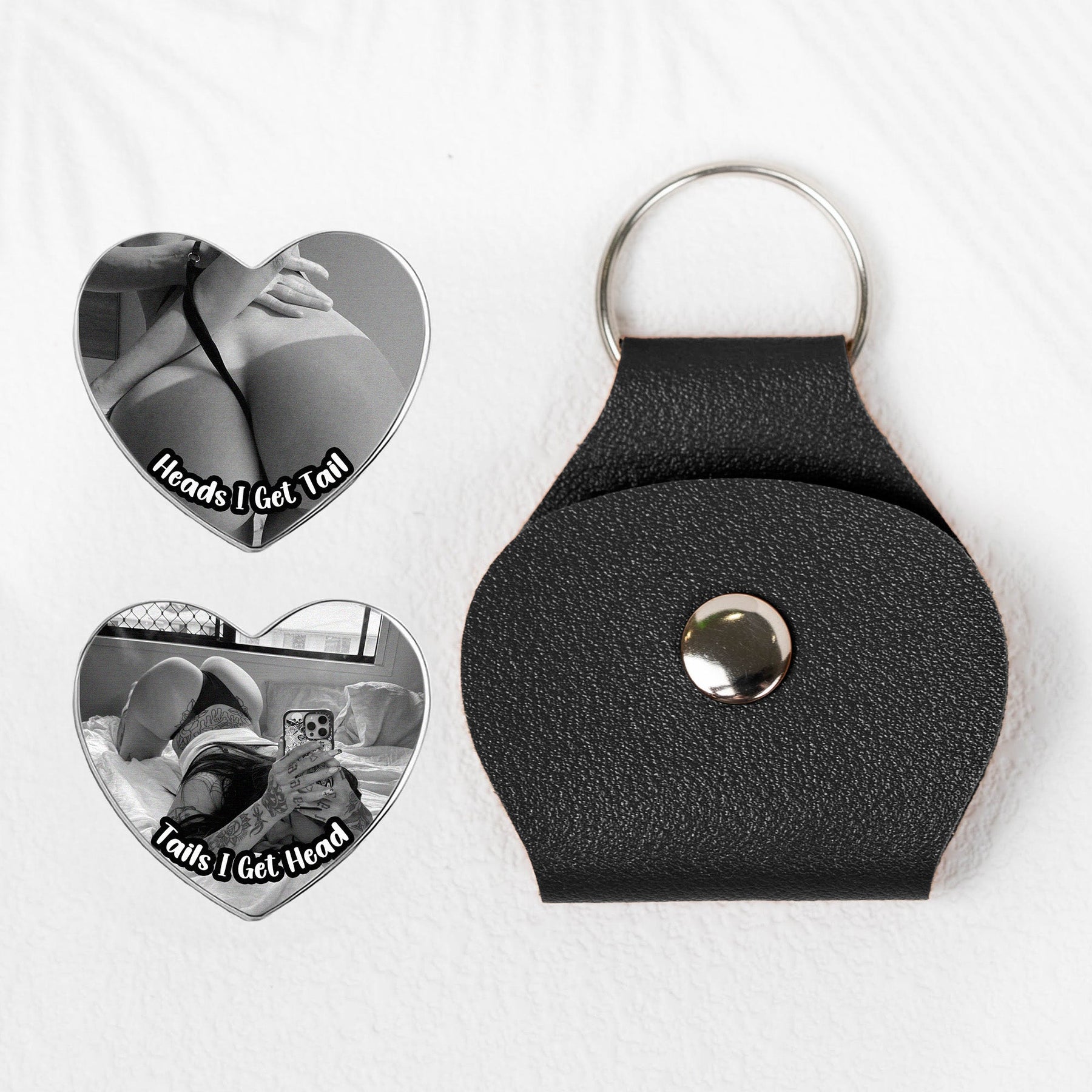 Custom Spicy Photo Date Night Token For Him, Husband, Boyfriend - Personalized Leather Photo Pocket Hug