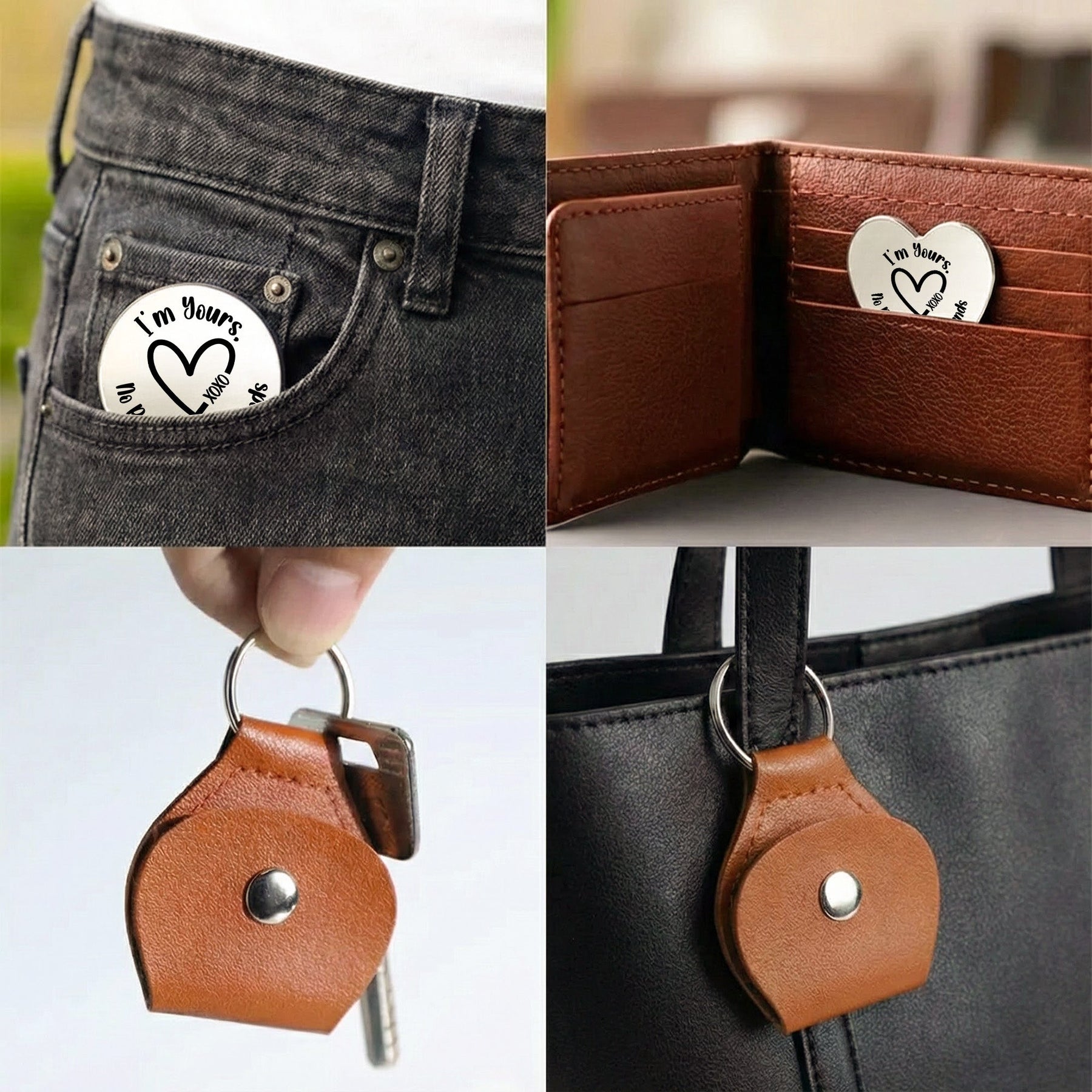 Custom Spicy Photo & Message For Him, Husband, Boyfriend - Personalized Leather Photo Pocket Hug