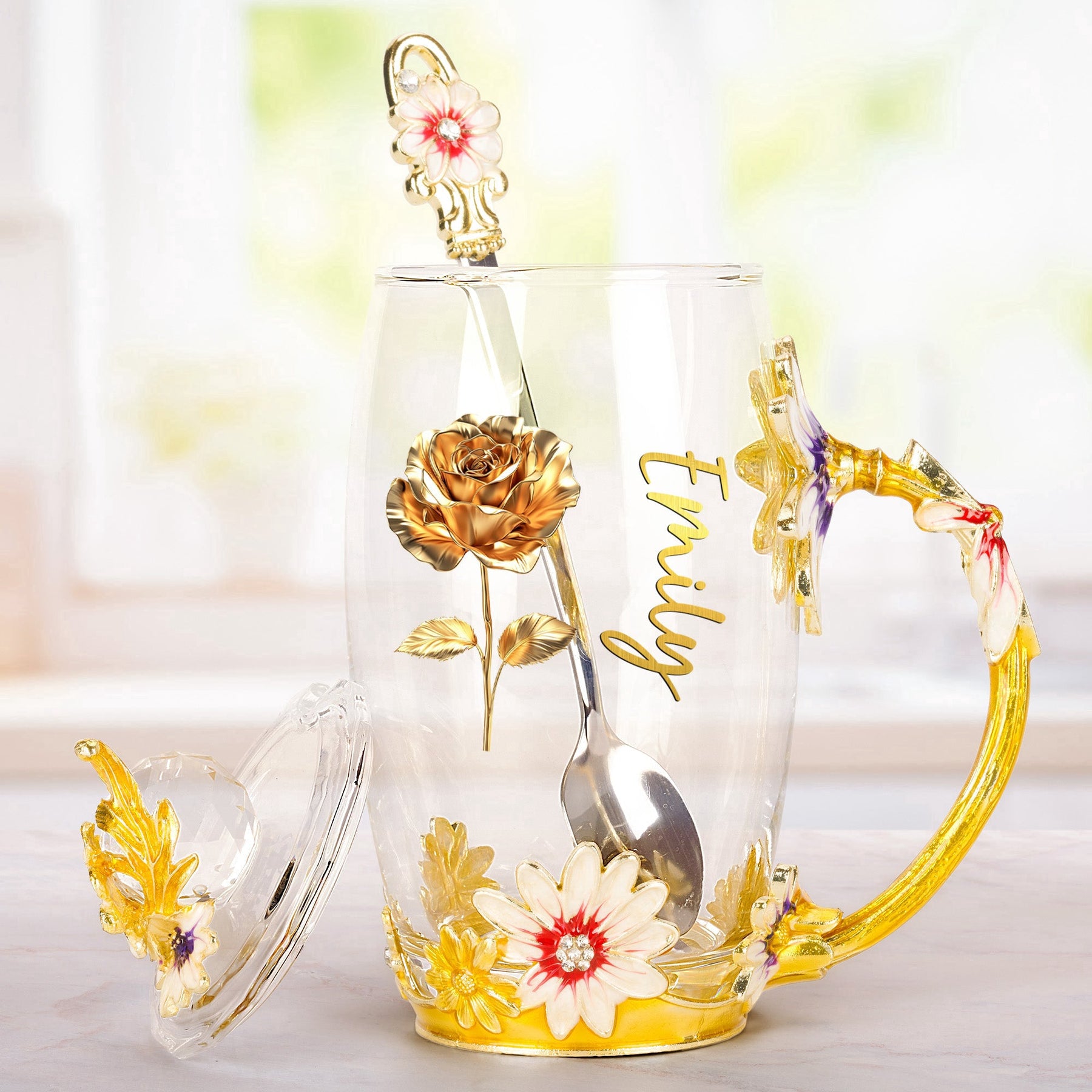 Custom Birth Flower - Gifts For Her, Daughters, Moms, Besties - Personalized Glass Cup