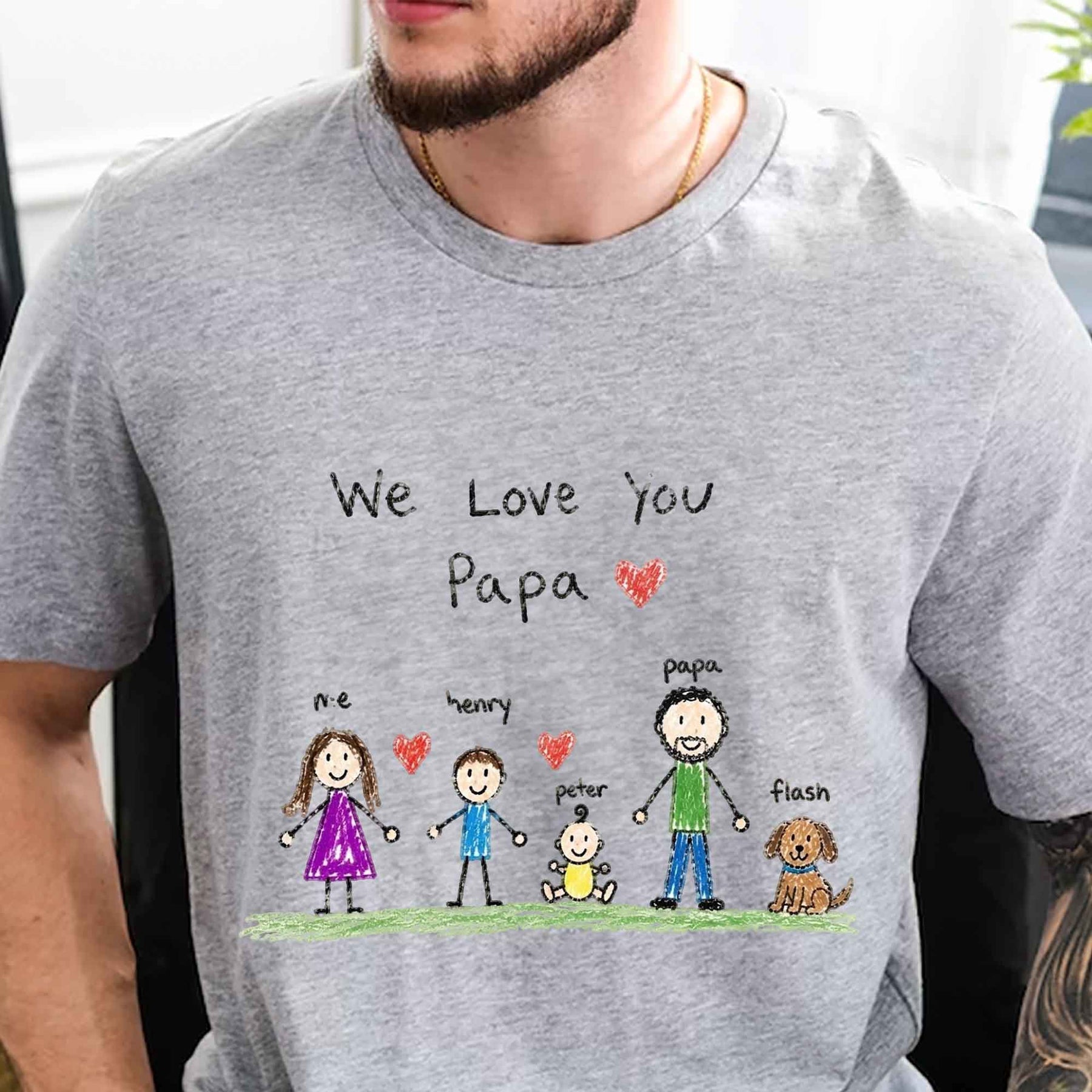 Custom Child Handwriting Or Message Shirt For Dad, Papa, Father's Day - Personalized Shirt