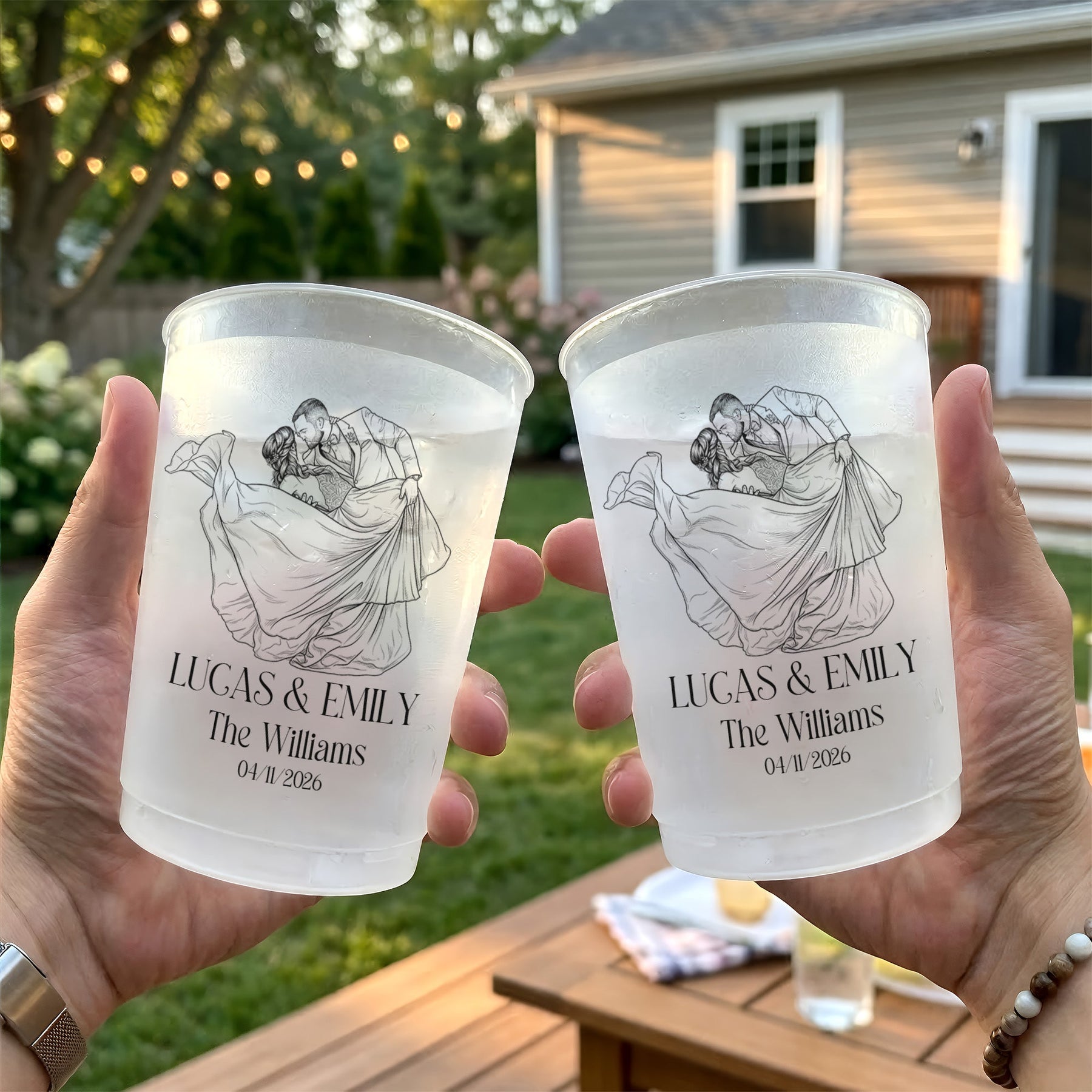 Custom Couples Photo, Wedding Reception Favors, Engagement Party - Personalized Cups
