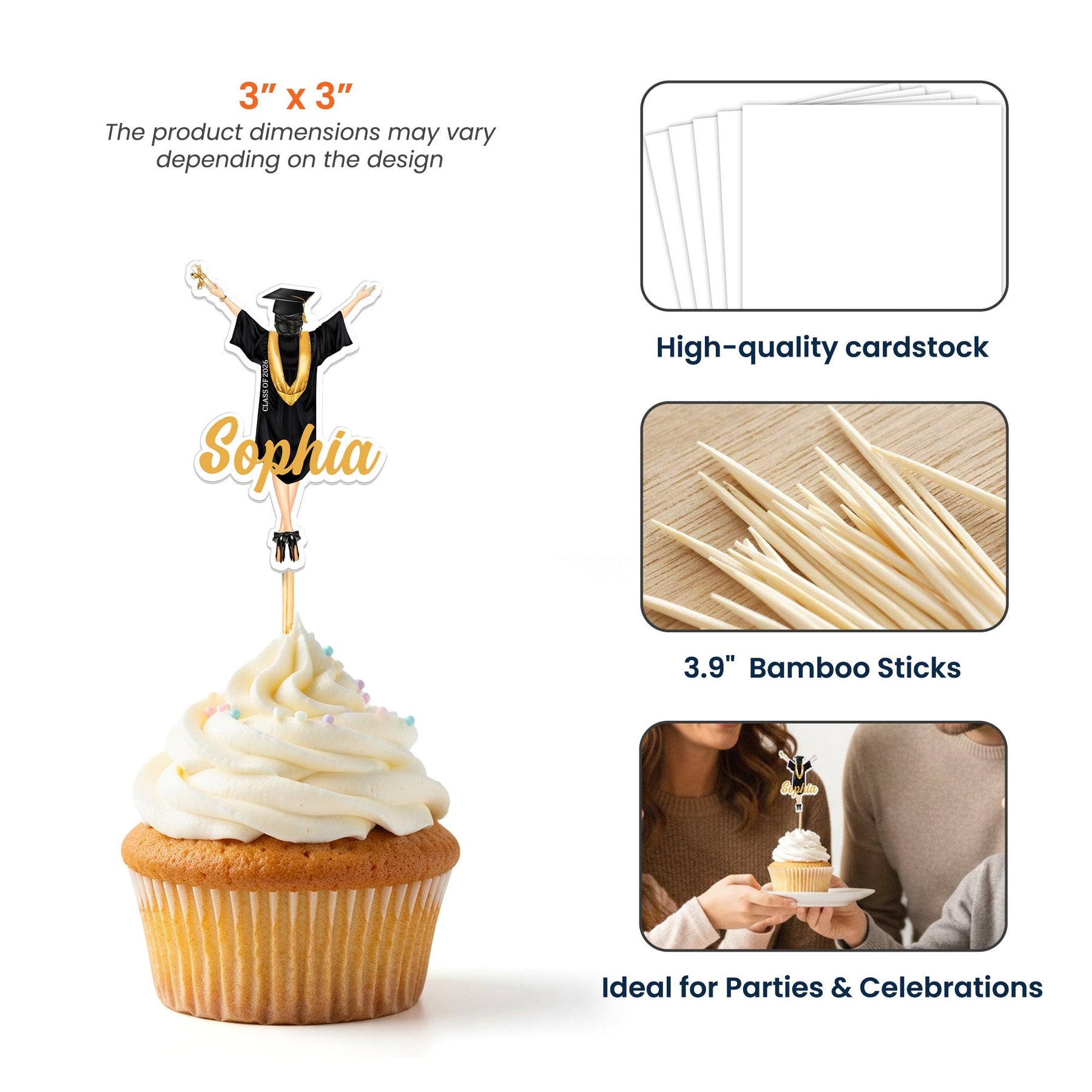 Custom Graduation - Personalized Cupcake Toppers