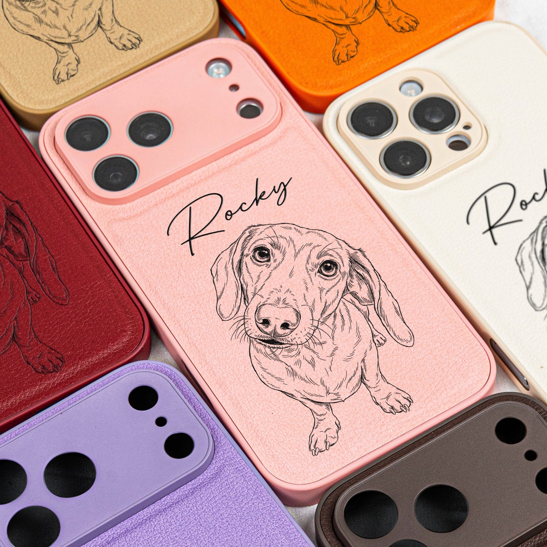 Custom Pet Portrait - Personalized Leather Phone Case