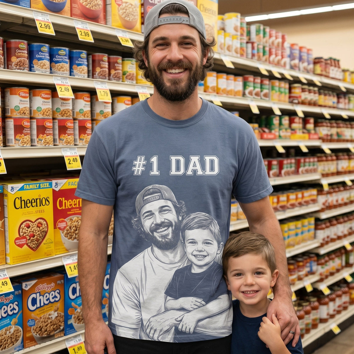 Custom Photo #1 Dad Sketch Line Art Father's Day Gift For Dad, Husband - Personalized Shirt