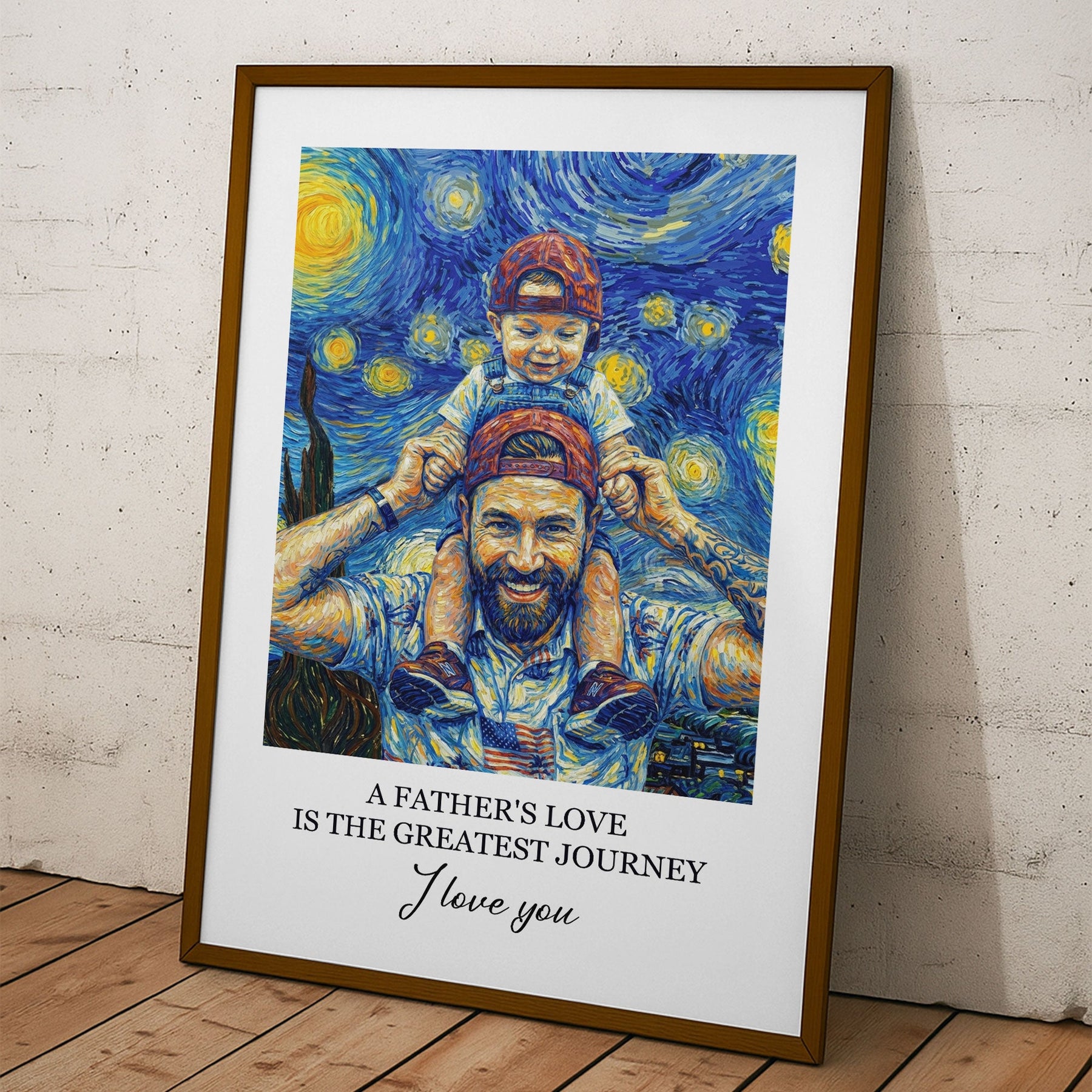 Custom Photo Van Gogh Art Father's Day Gift For Dad, Husband - Personalized Poster