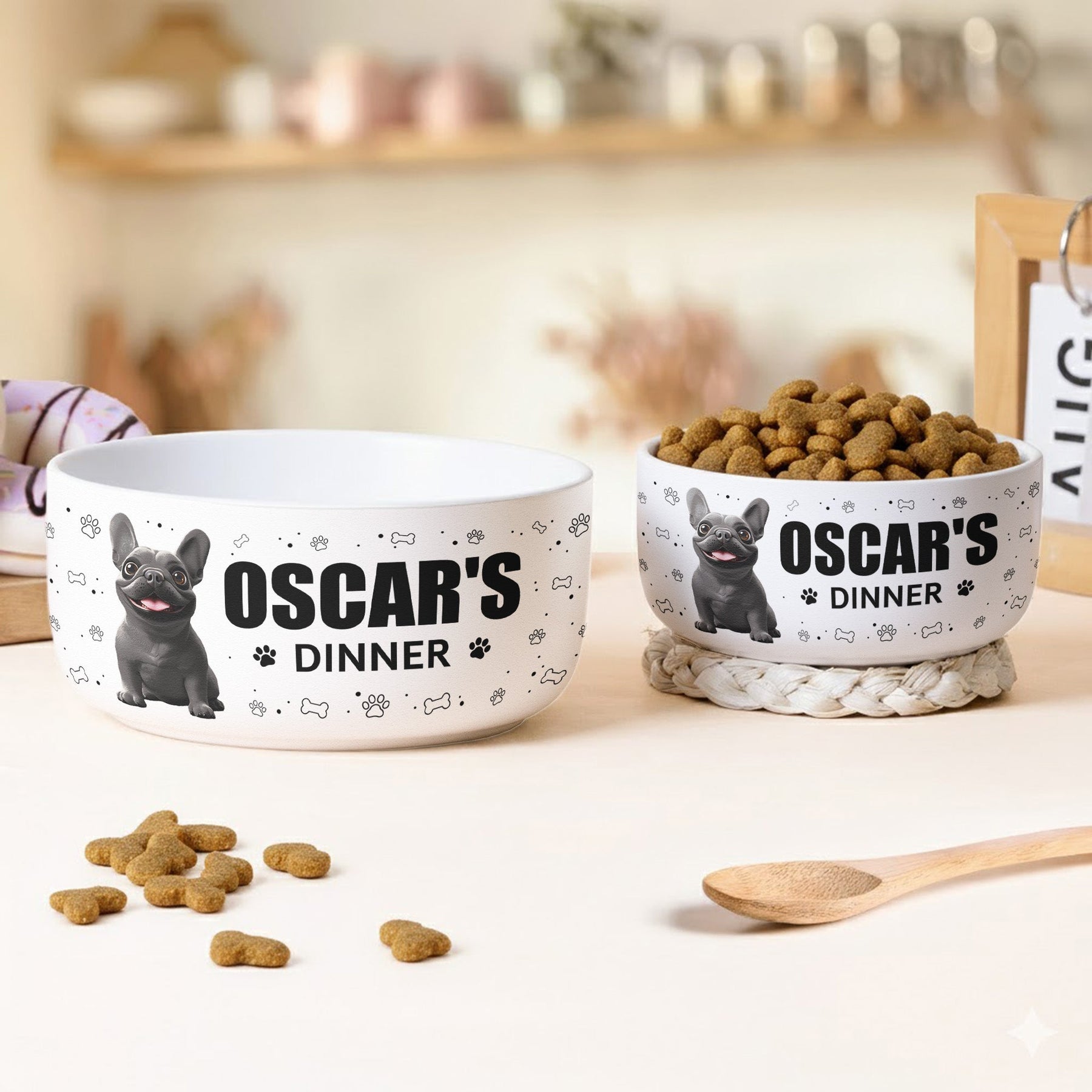 Cute Cartoon Dog's Dinner - Personalized Ceramic Bowl