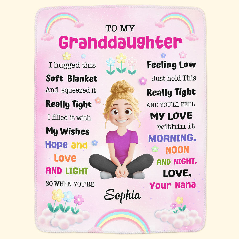 Cute Cartoon Kid Hug This Blanket - Personalized Blanket