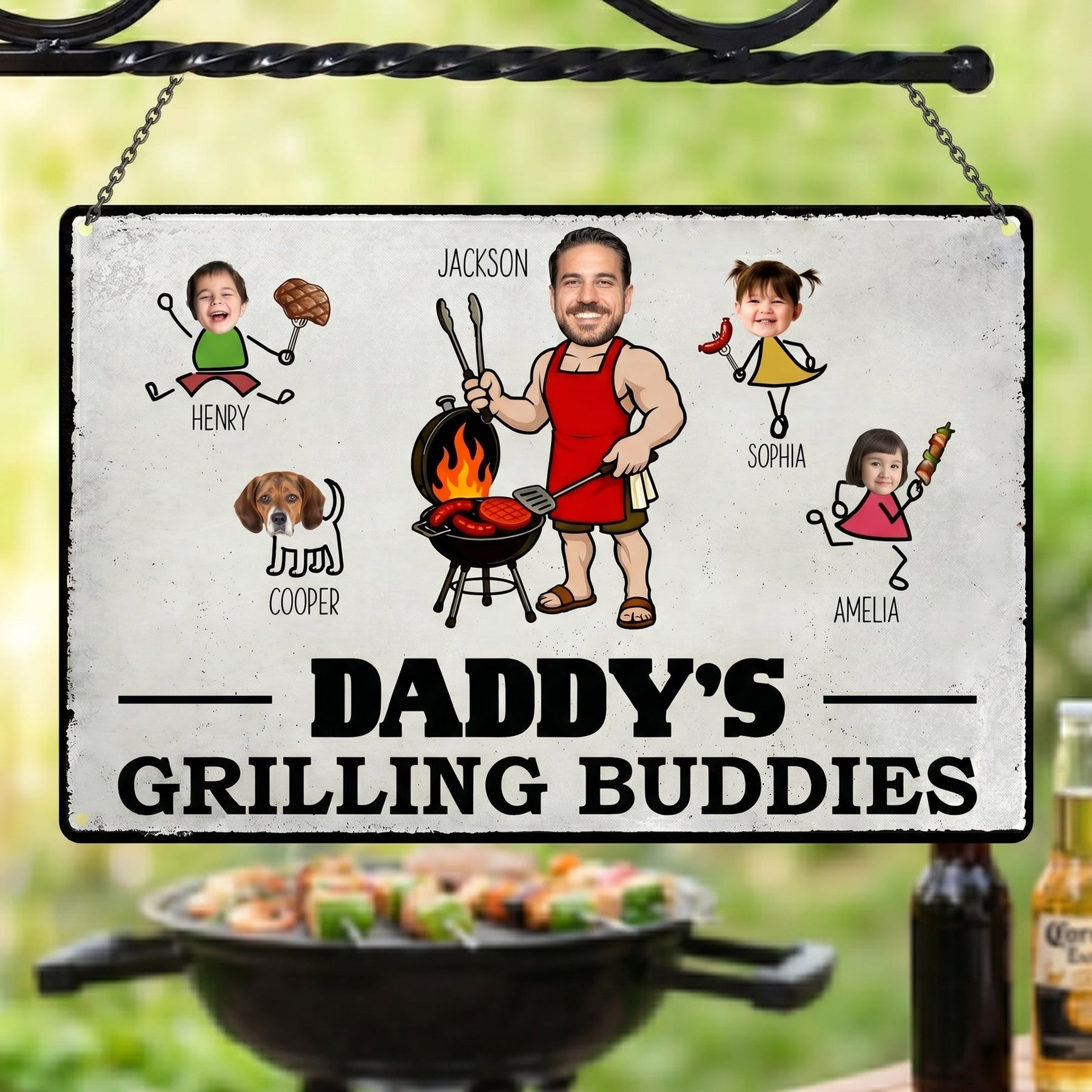 Dad' Grilling Buddies Funny Father's Day Gift For Daddy, Husband, Grandpa - Personalized Metal Sign