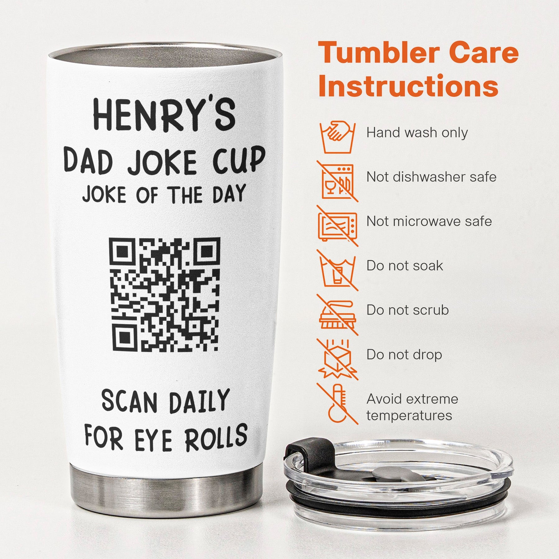 Dad Joke Every Day Interactive QR Funny Cup - Gifts For Dad, Coworkers, Friends Who Love Dad Jokes - Personalized Tumbler