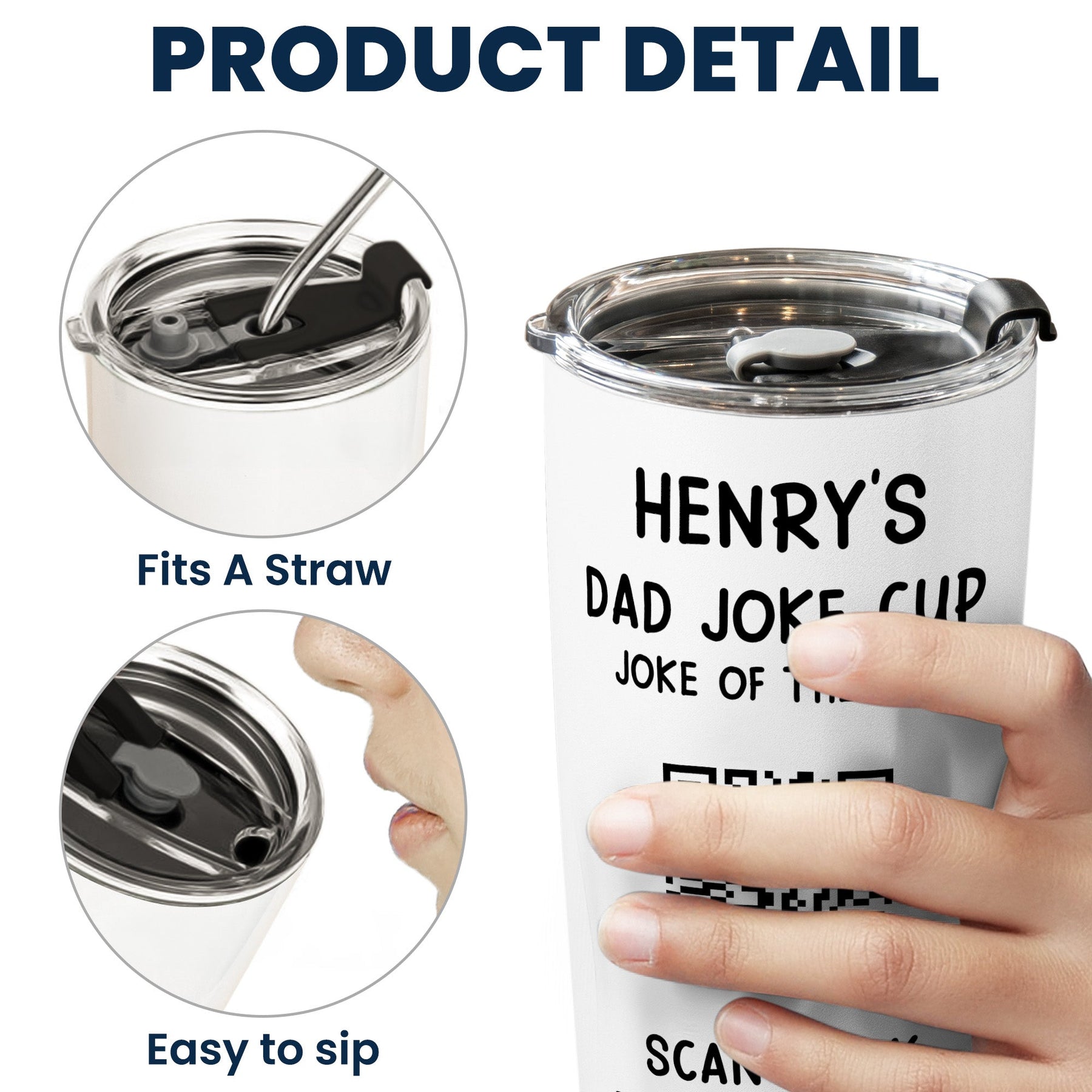 Dad Joke Every Day Interactive QR Funny Cup - Gifts For Dad, Coworkers, Friends Who Love Dad Jokes - Personalized Tumbler