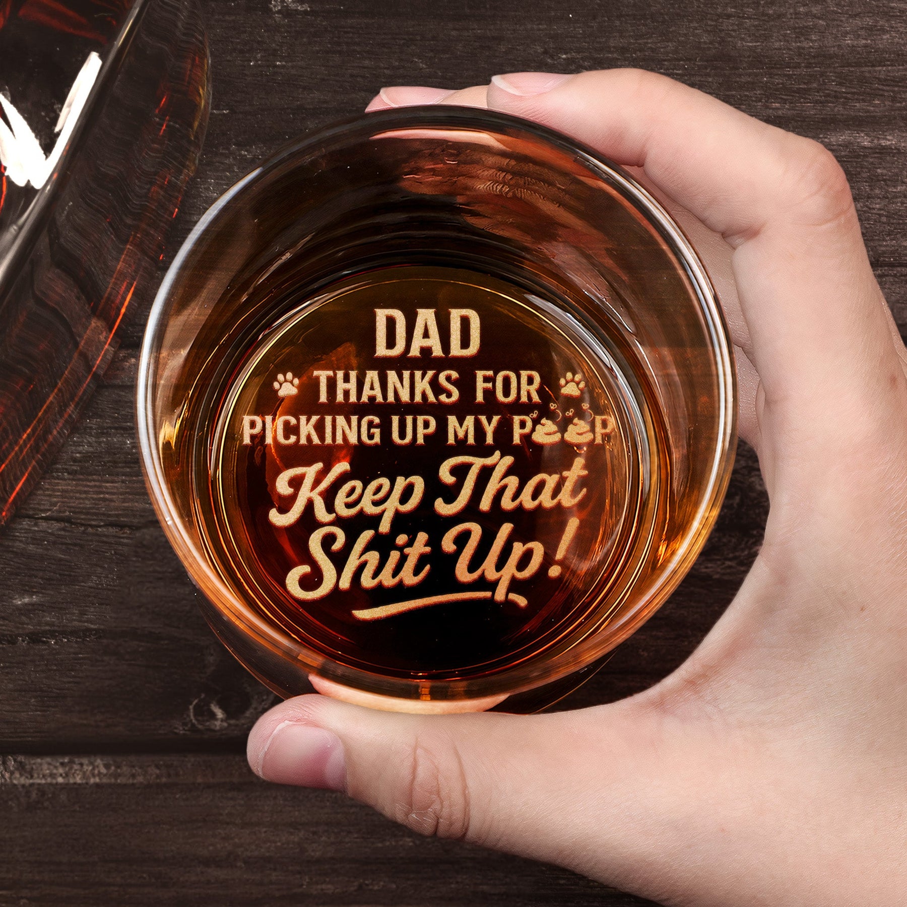 Dad Of Spoiled Rotten Dog Thanks For Picking Up My Poop - Personalized Whiskey Glass With Photo