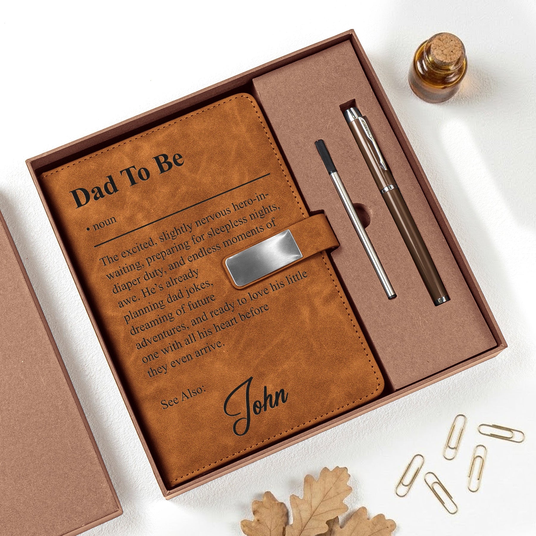 Dad To Be Journal For New Dad Pregnancy Announcement - Personalized Notebook Set