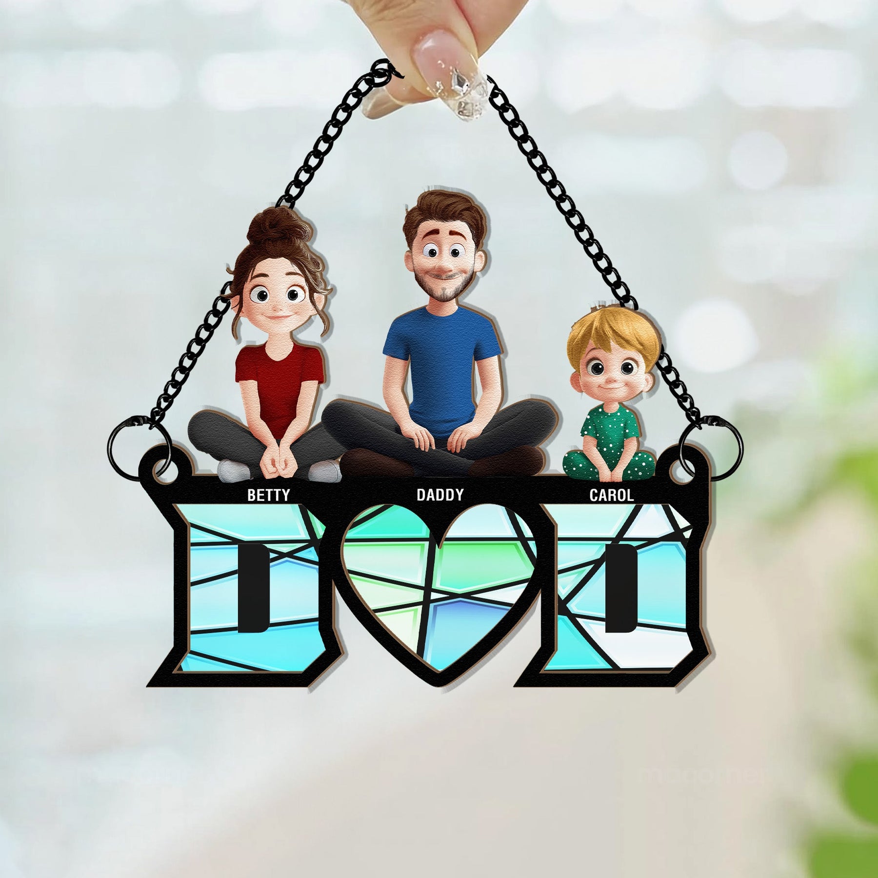 Dad & His Children Dad Gifts - Personalized Window Hanging Suncatcher Ornament