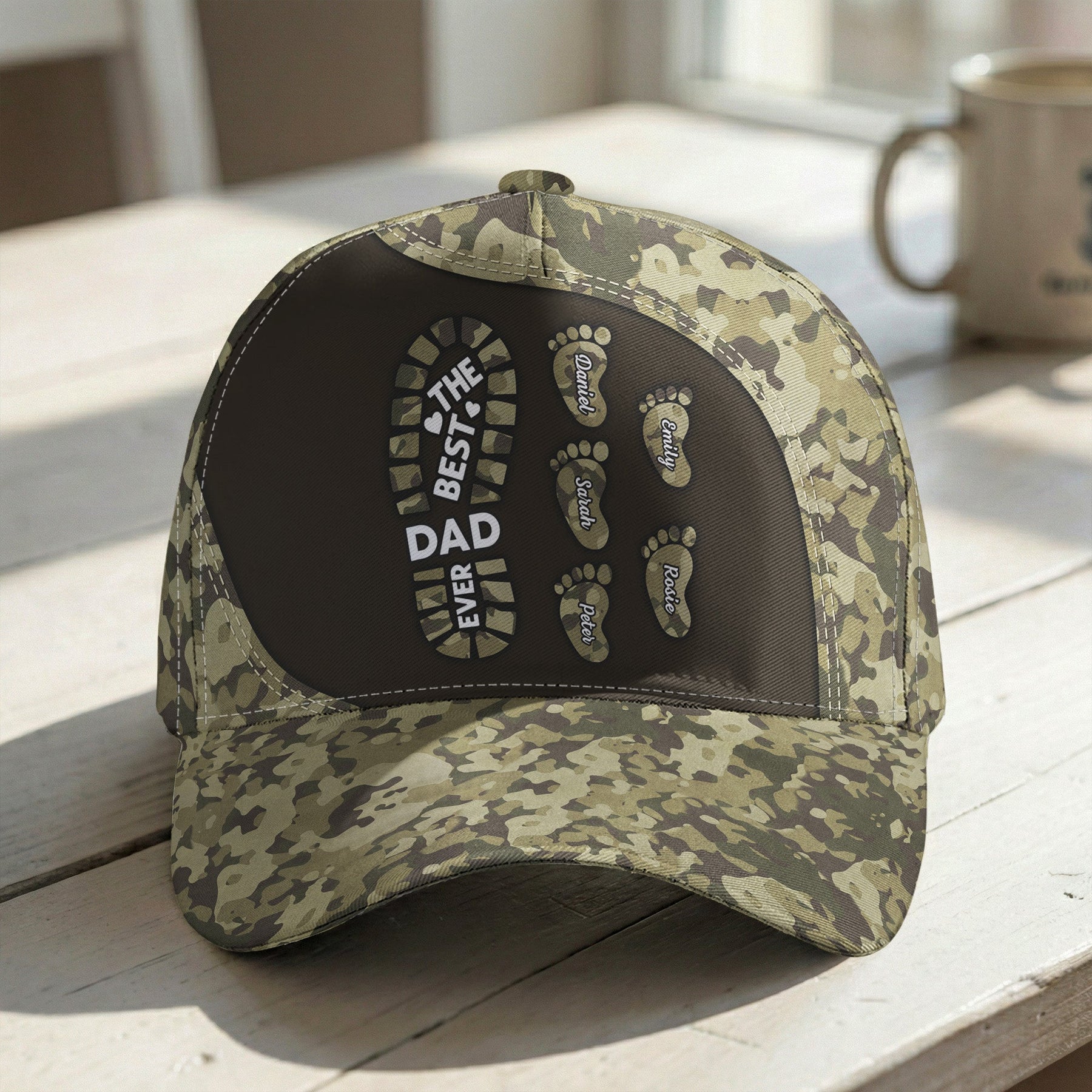 Dad Foot Print Gift For Dad Grandpa - Personalized Cap