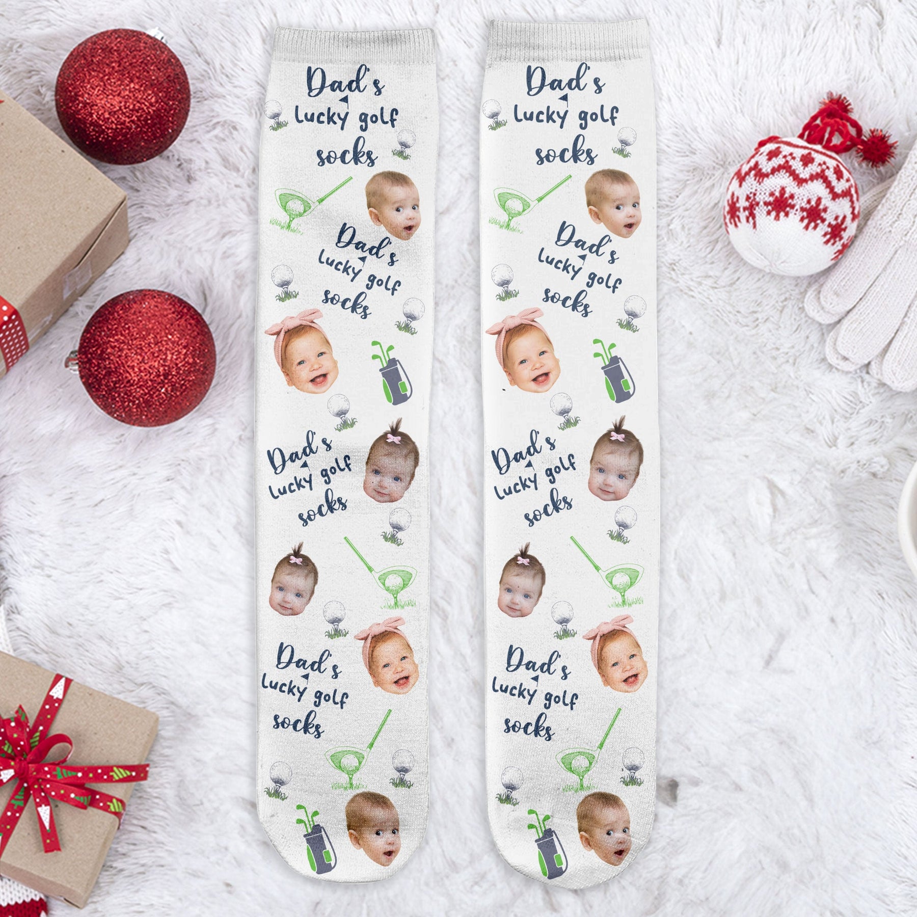 Dad's Lucky Golf Socks - Personalized Photo Crew Socks