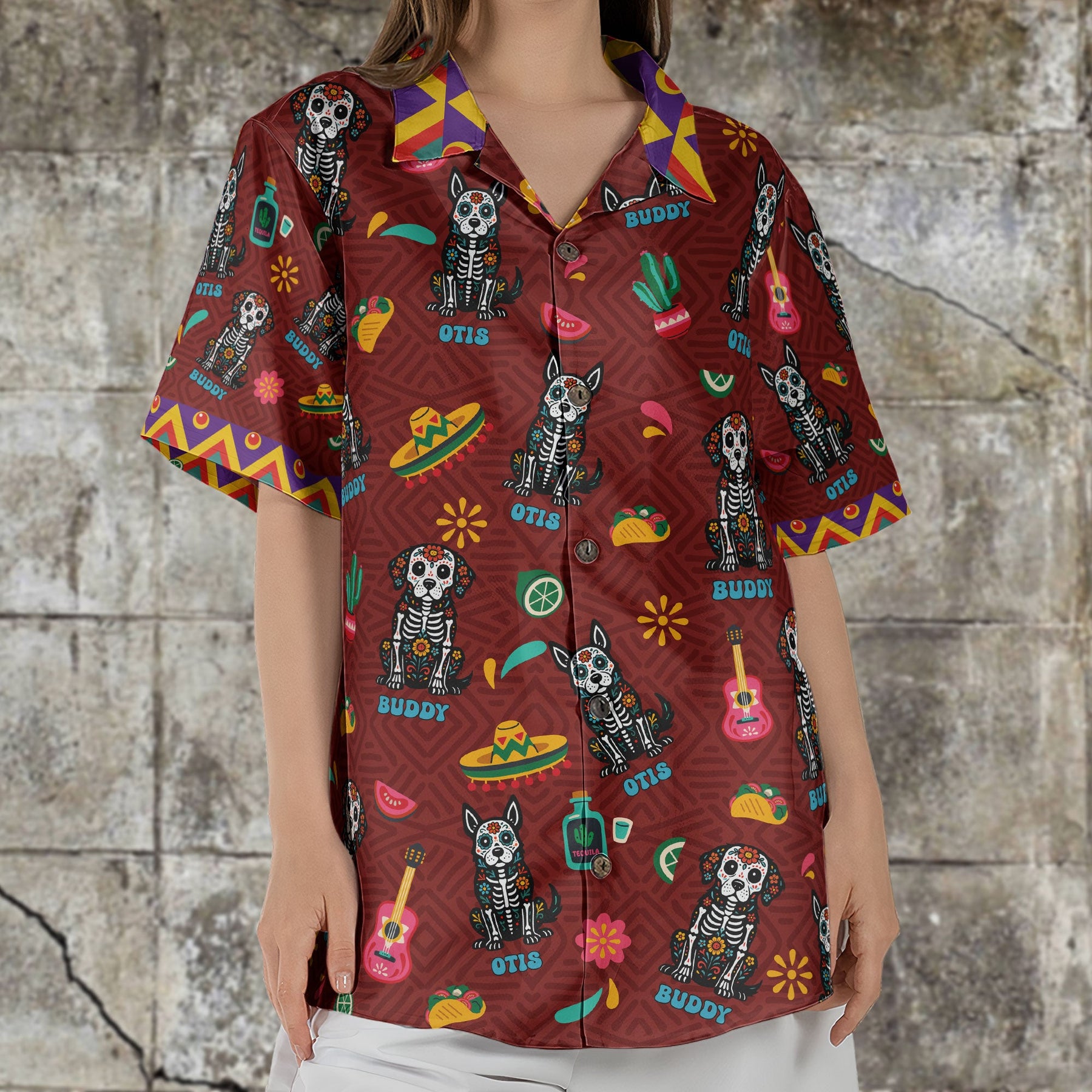 Day Of The Dead Dog Cat Hispanic Mexican Latinos Latinx - Personalized Hawaiian Shirt