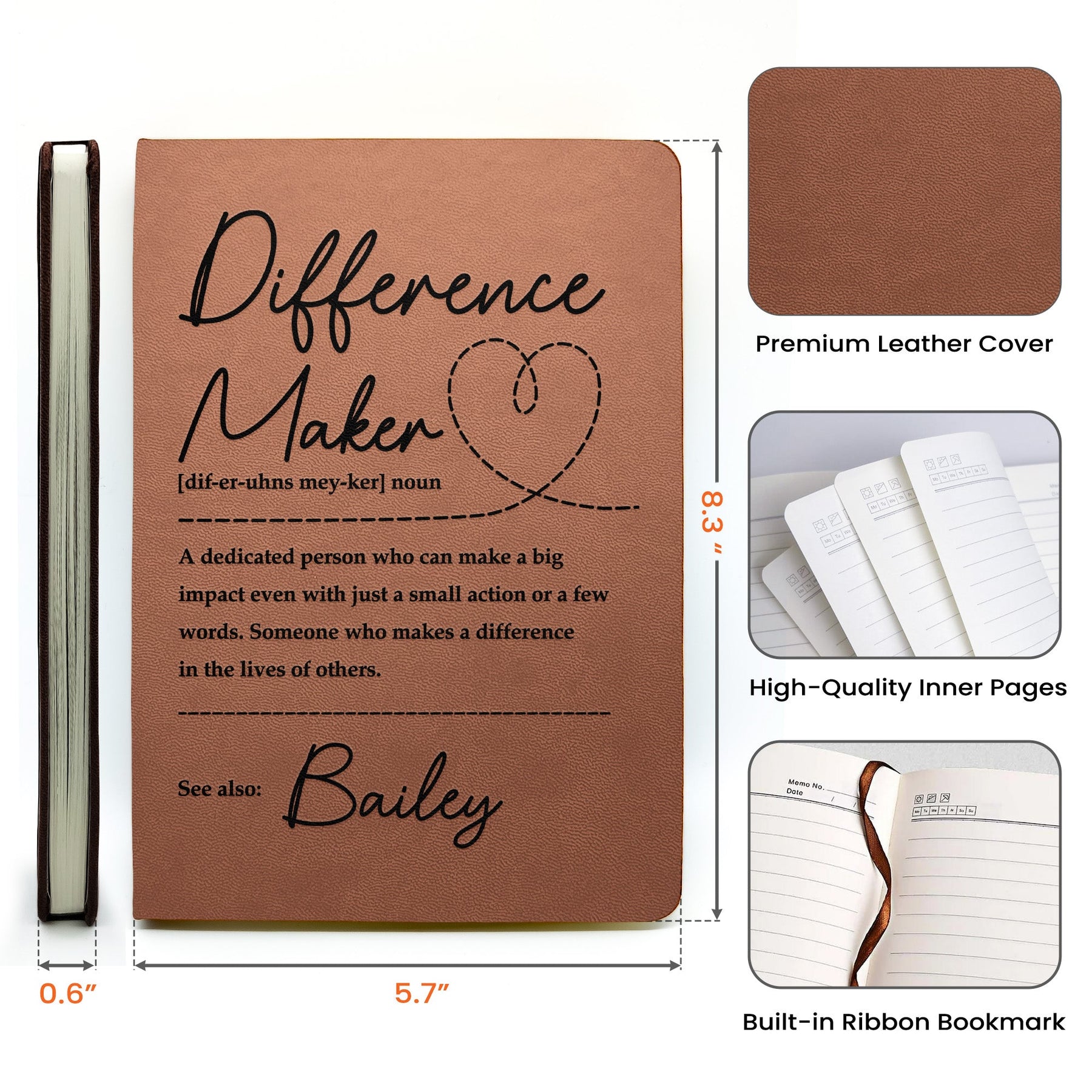 Difference Maker - Personalized Leather Journal