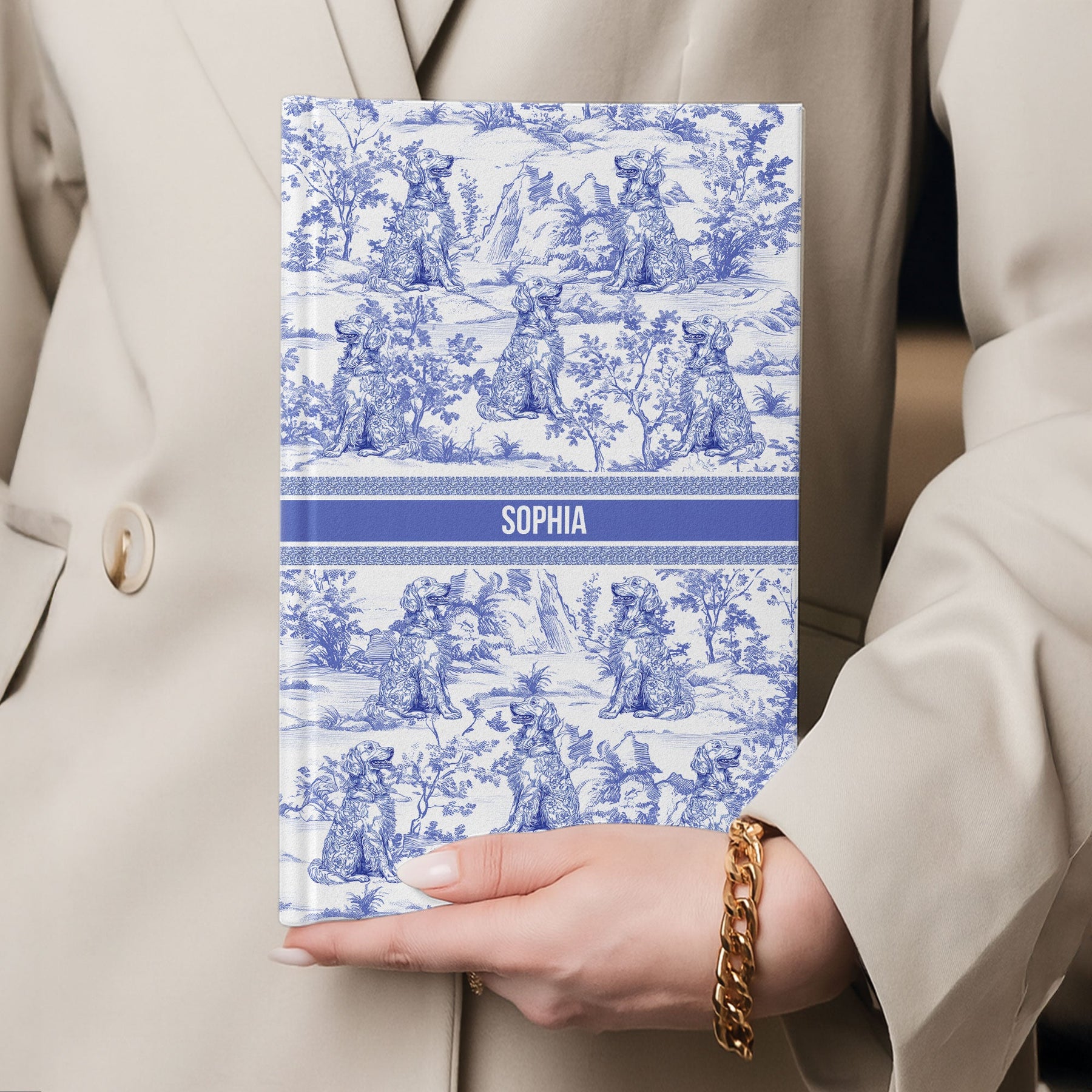 Dog Custom Breeds Toile De Jouy - Personalized Hardcover Journal