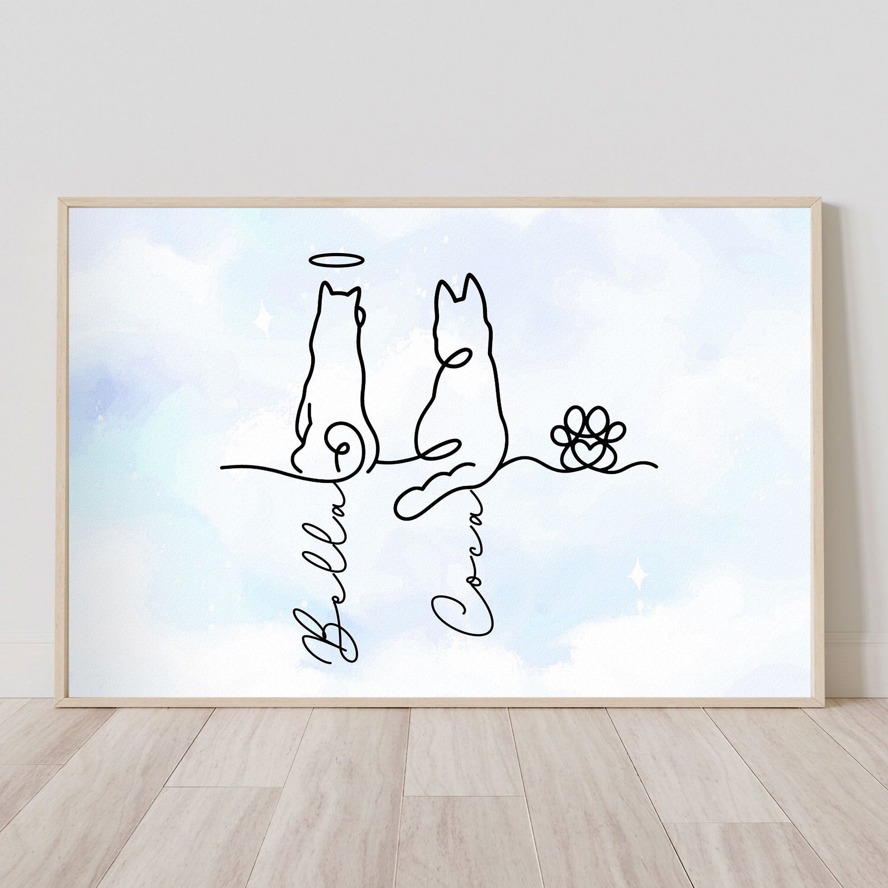 Dog Line Art Gift For Dog Lovers - Personalized Poster