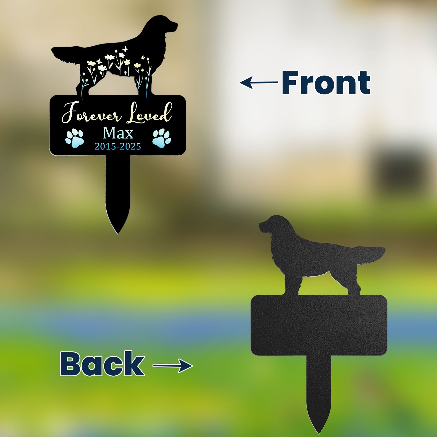 Dog Loss Forever Loved - Personalized Metal Garden Stake