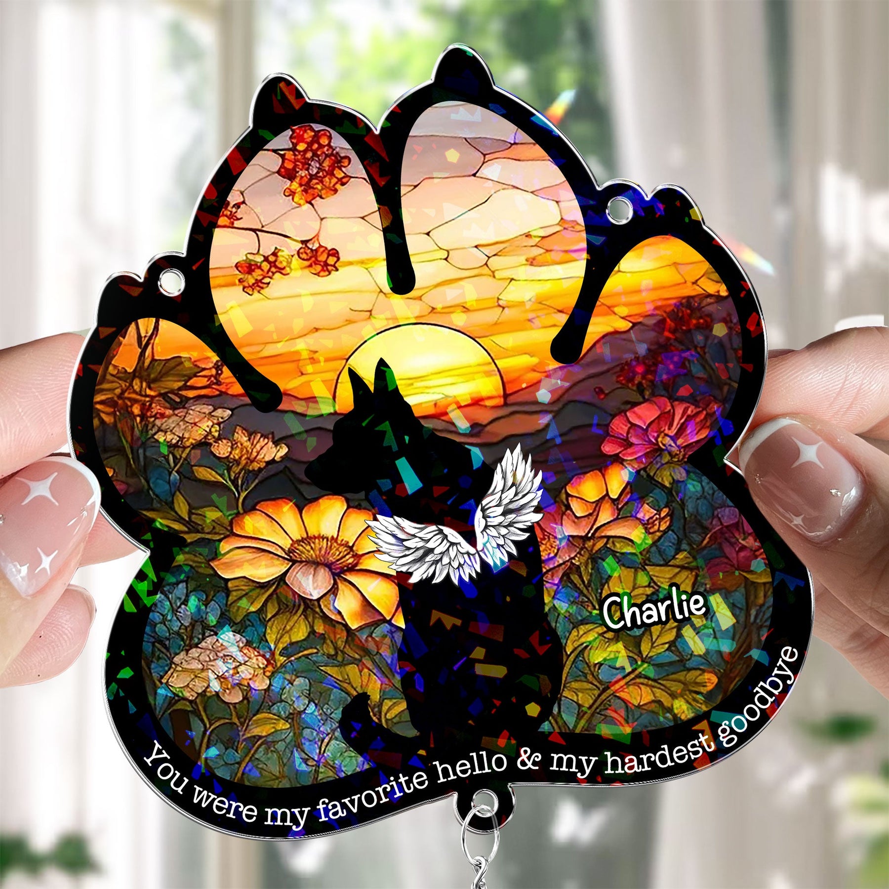 Dog Loss - Personalized Acrylic Suncatcher With Crystal Ball Prism