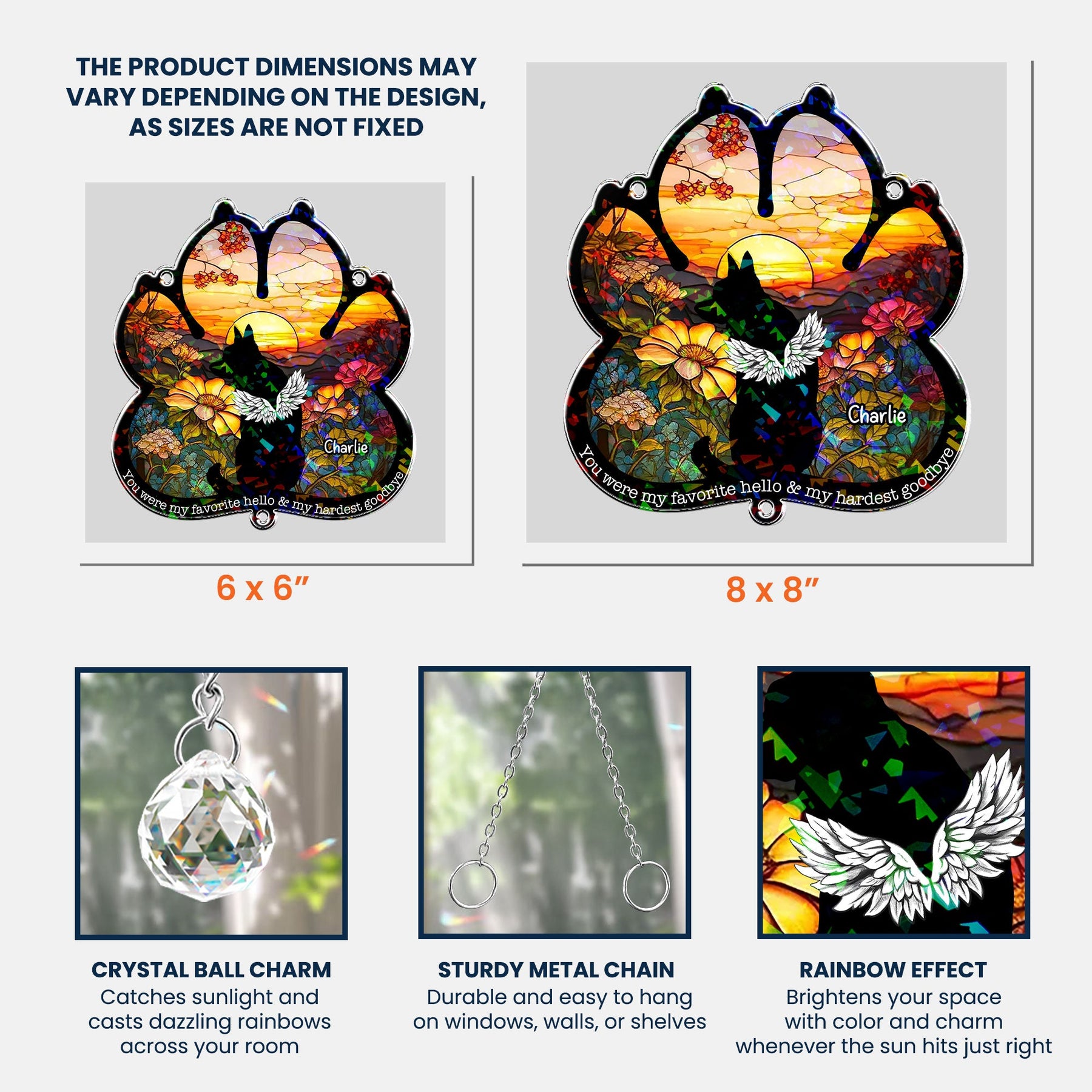 Dog Loss - Personalized Acrylic Suncatcher With Crystal Ball Prism