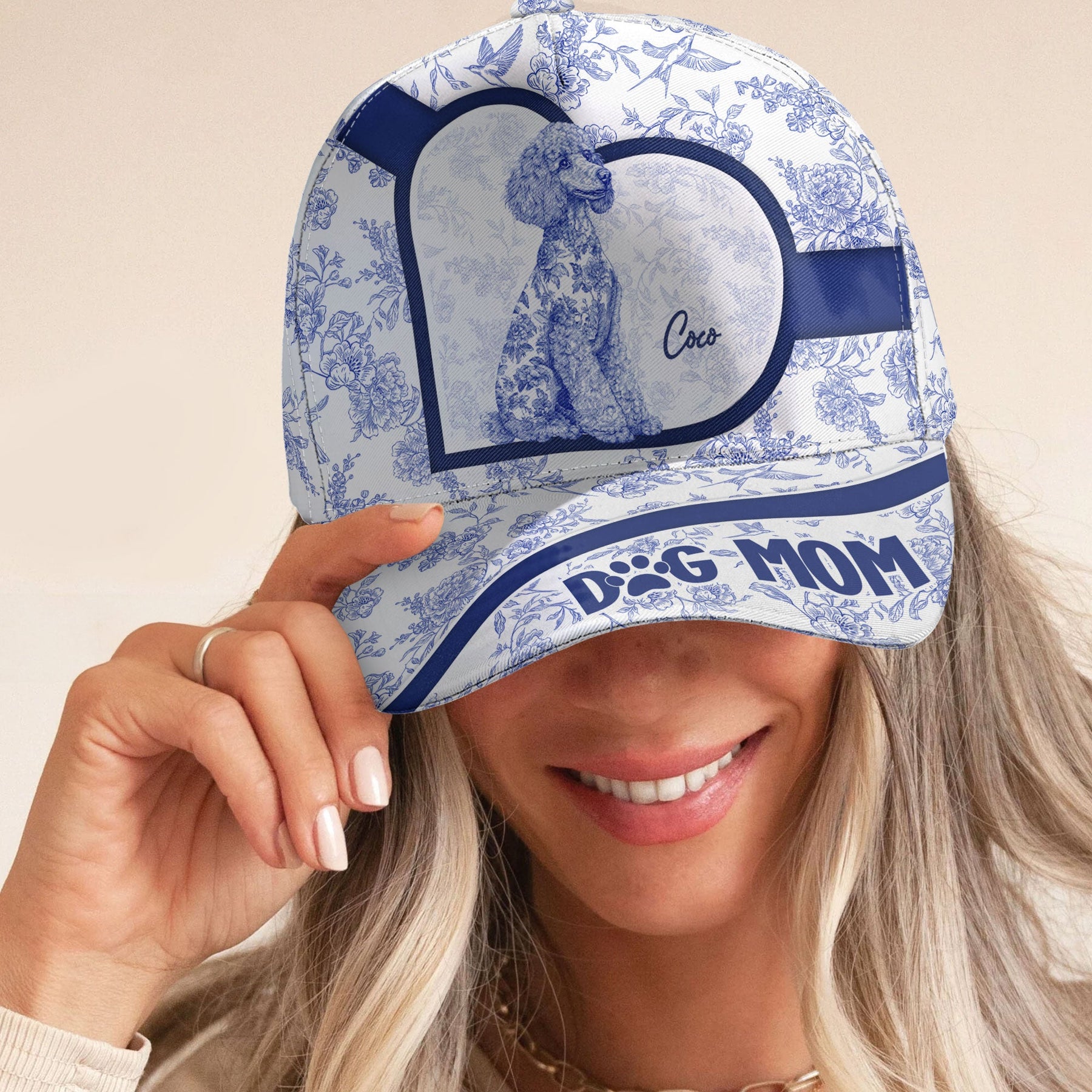 Dog Lover Floral Toile De Jouy Chinoiserie French Style - Personalized Classic Cap