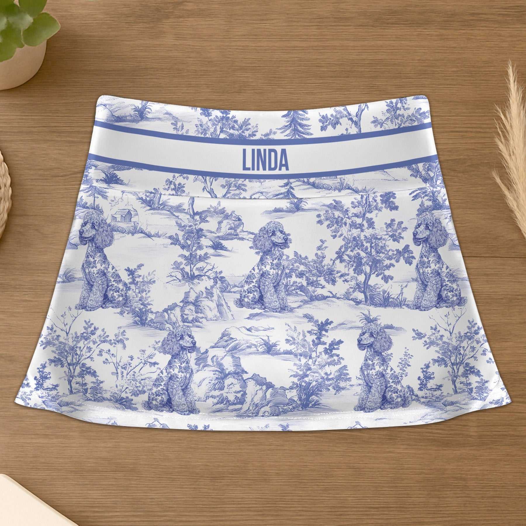 Dog Lover Gift Toile de Jouy French Style - Custom Women's Skorts With Pockets