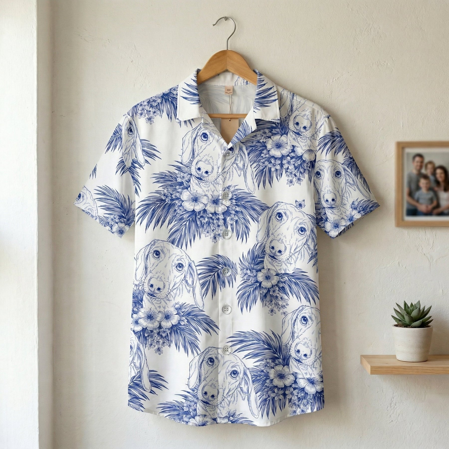 Dog Lovers Toile De Jouy Style Custom Photo - Personalized Hawaiian Shirt