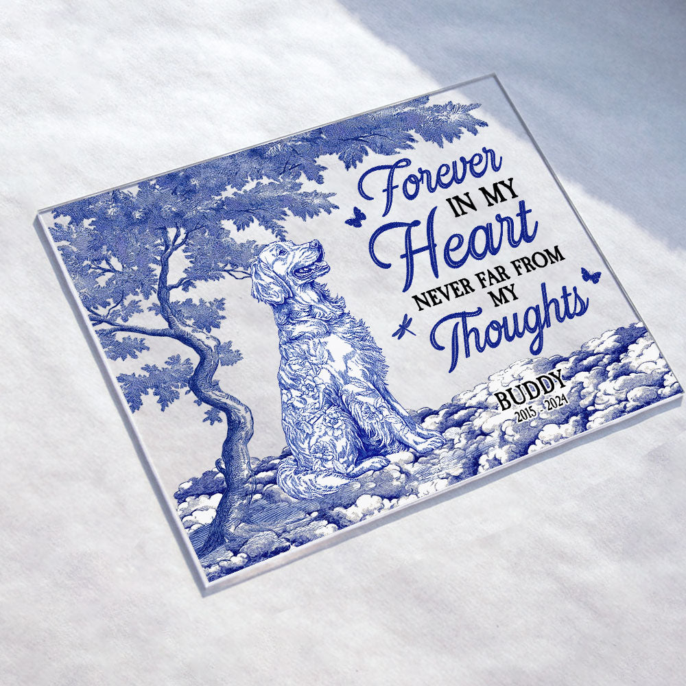 Dog Memorial Forever In My Heart Toile De Jouy Style - Personalized Acrylic Plaque