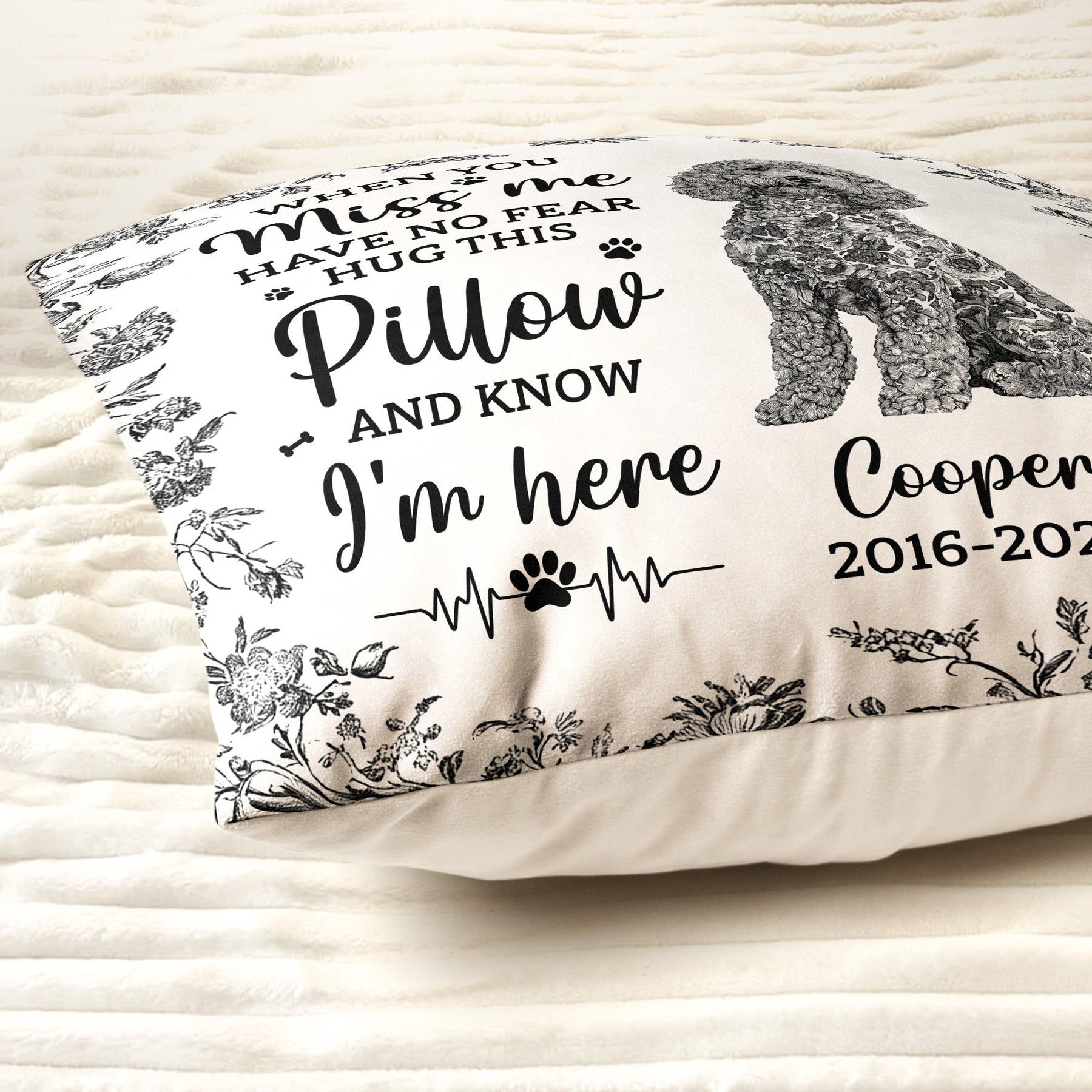 Dog Memorial Toile De Jouy Sympathy Gift - Personalized Pillow (Insert Included)
