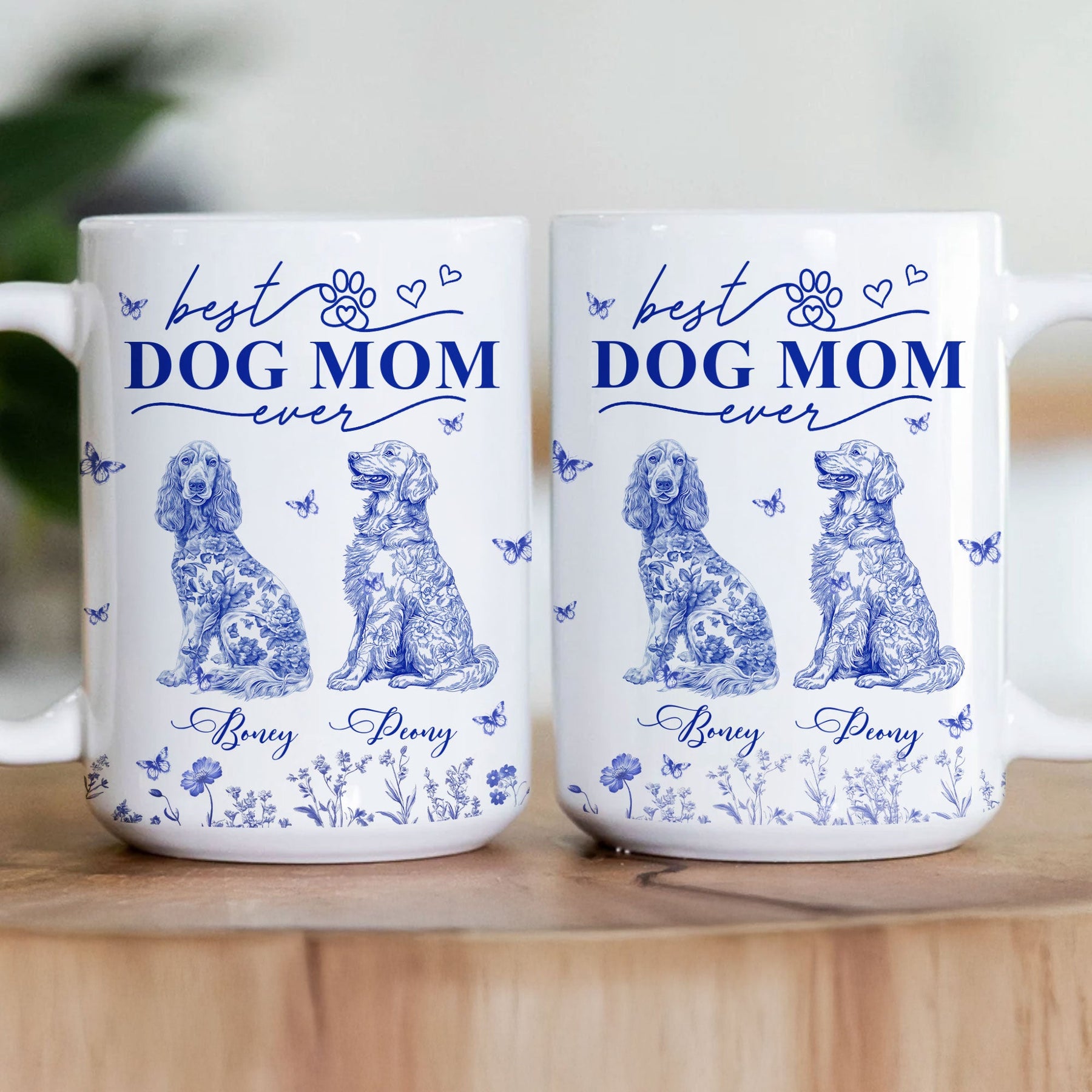 Dog Mom Custom Gift Chinoiserie Toile De Jouy Style - Personalized Mug