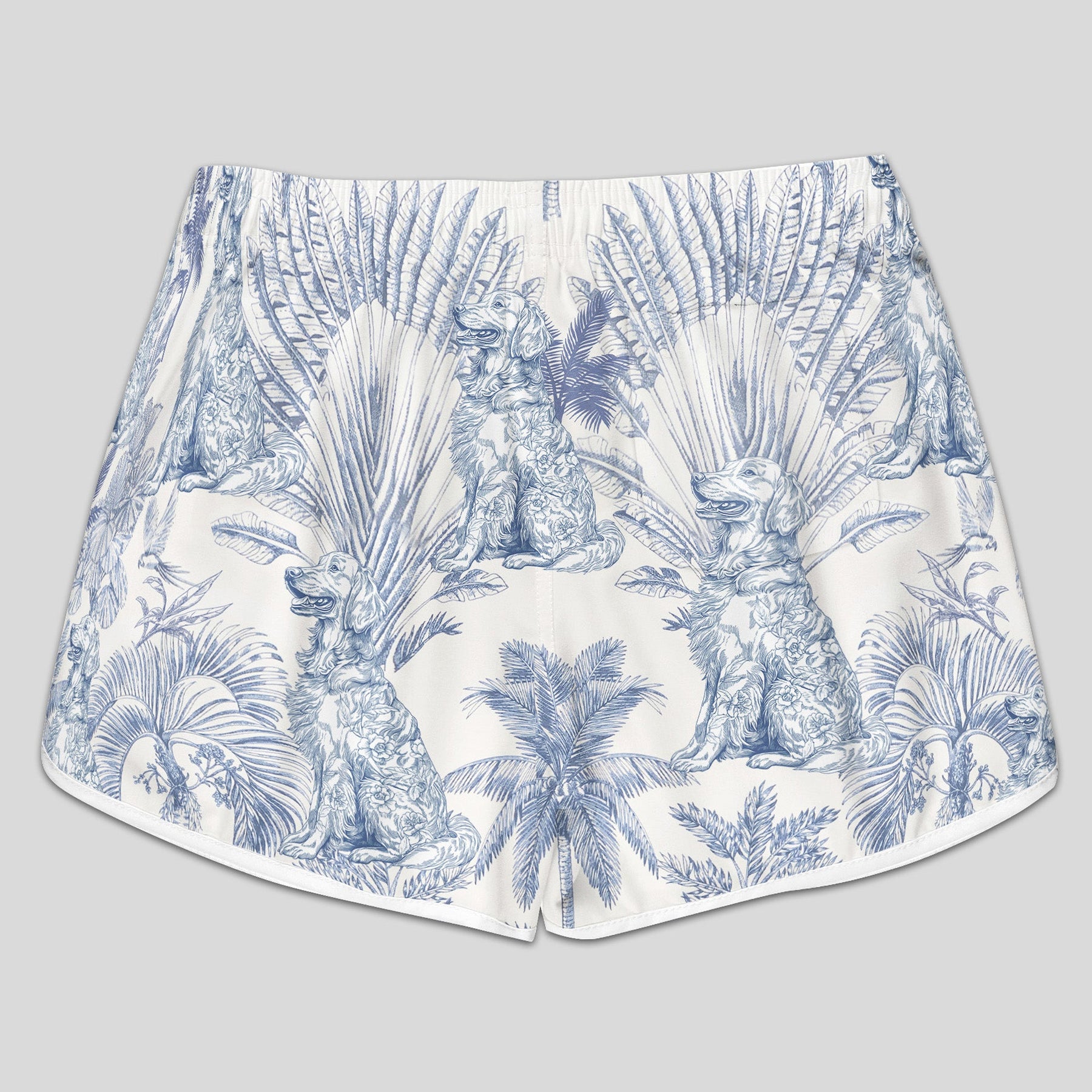 Dog Mom Toile De Jouy Summer Beach French Style - Personalized Women's Beach Shorts