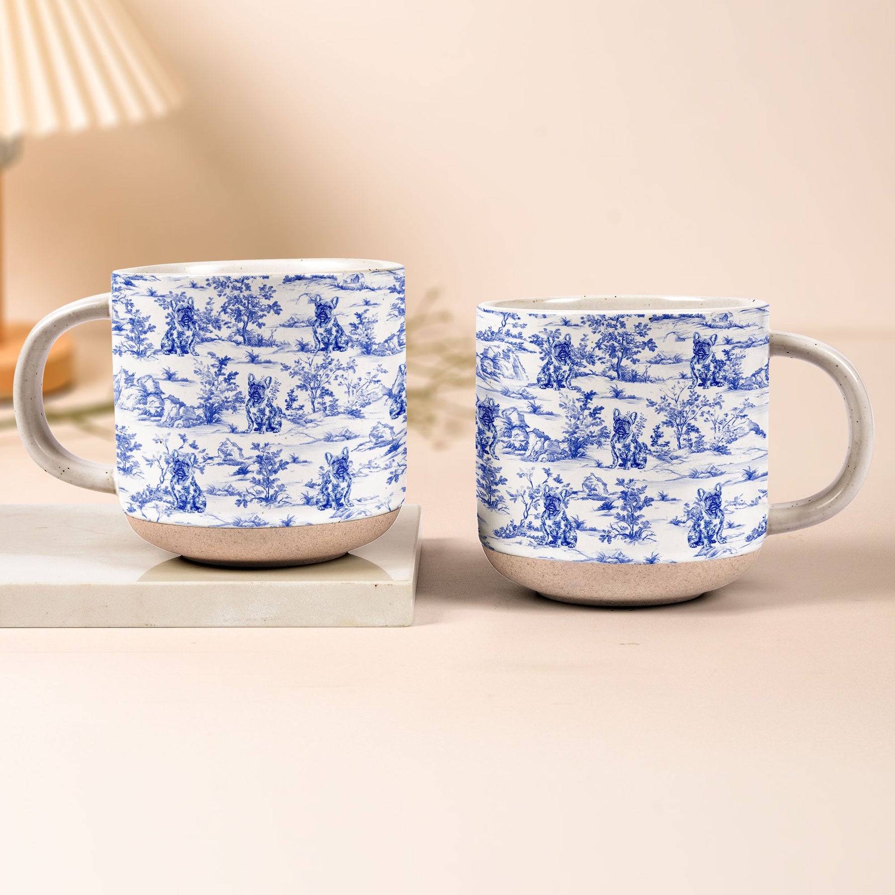 Dog Toile De Jouy French Style Custom Breeds - Personalized Pottery Mug