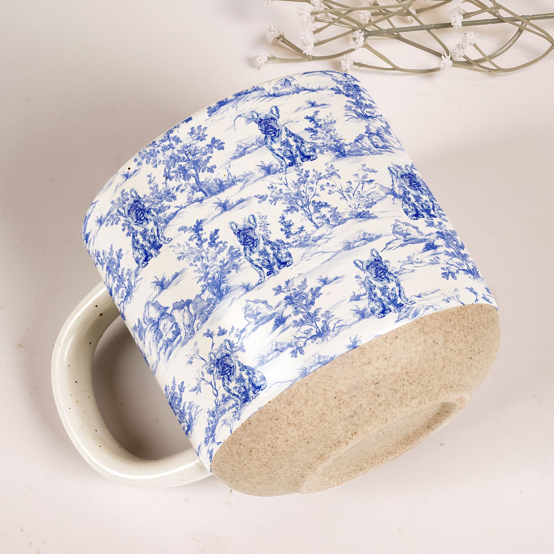 Dog Toile De Jouy French Style Custom Breeds - Personalized Pottery Mug