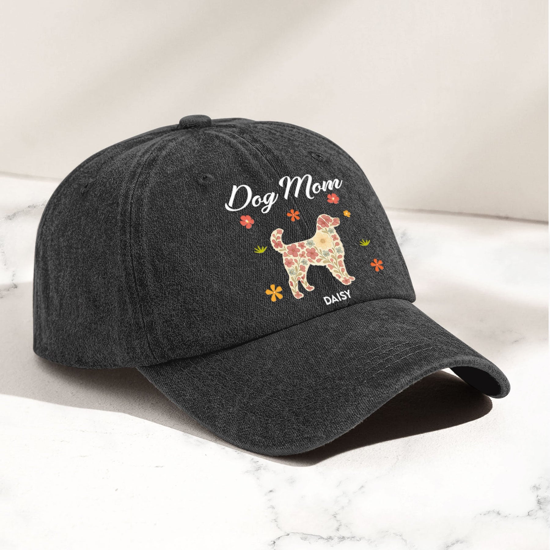 Dogaholic, Dog Mom - Personalized Distressed Denim Cap