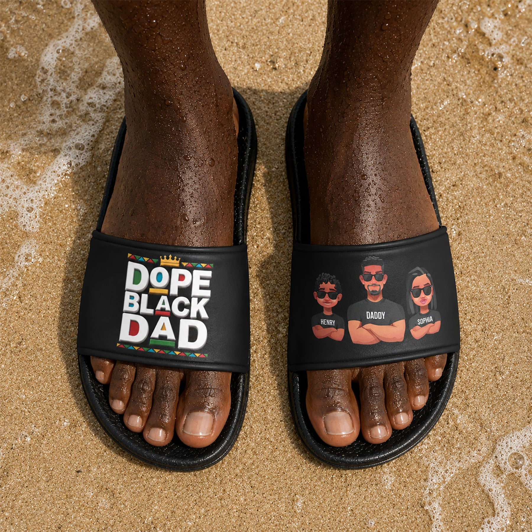 Dope Black Dad, Dope Dad Father's Day Gifts - Personalized Sandals