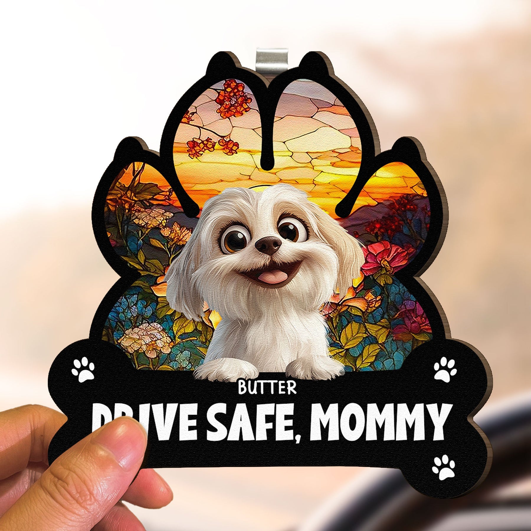 Drive Safe Mommy - Personalized Wooden Car Visor Clip