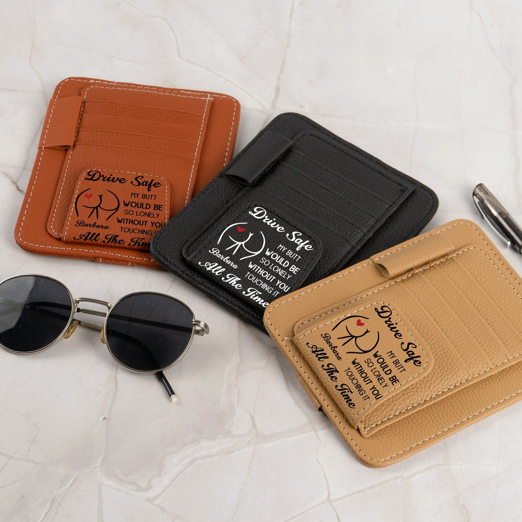 Drive Safe - Naughty Gift For Husband, Boyfriend - Personalized Leather Car Visor Organizer