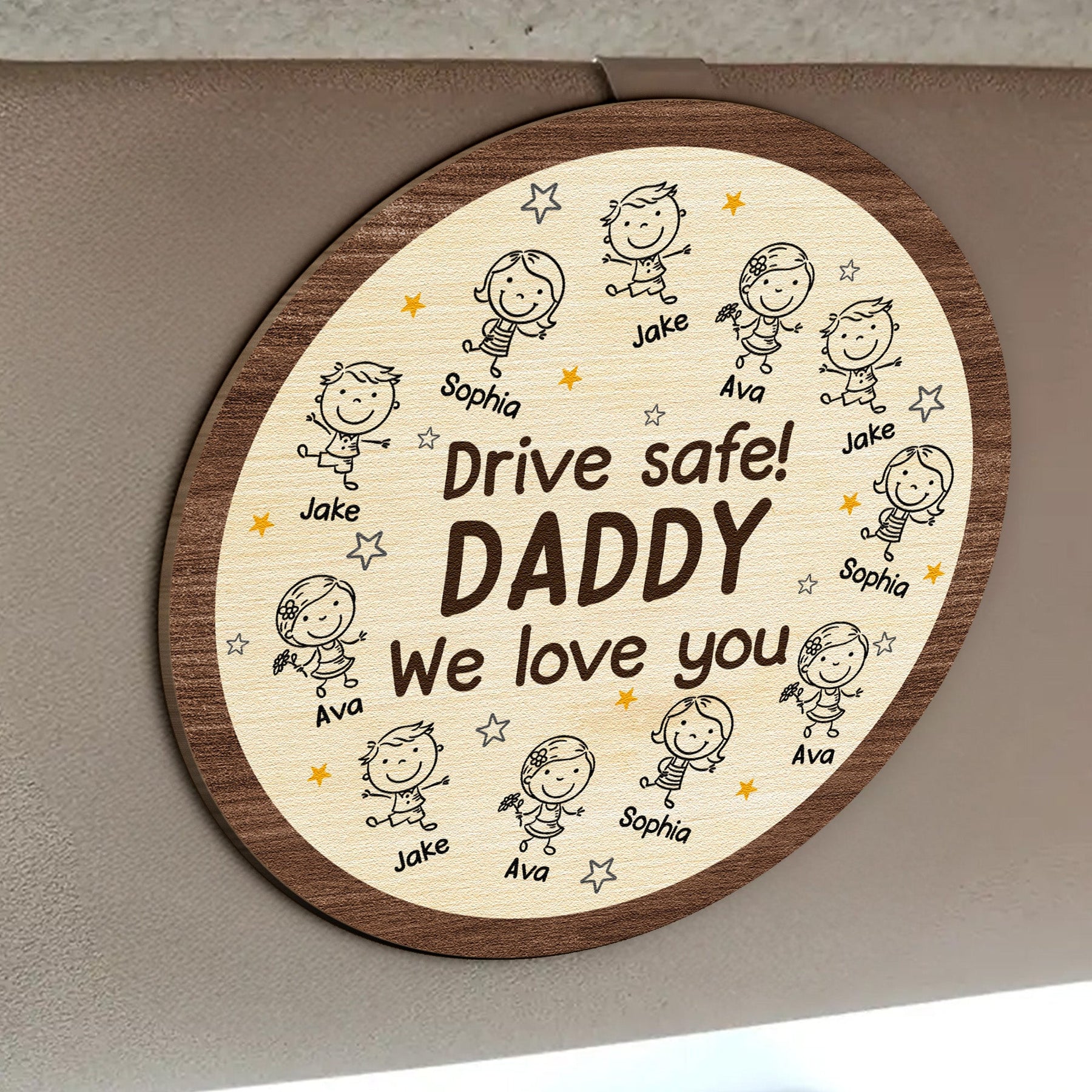 Drive Safe We Love You - Personalized Wooden Car Visor Clip