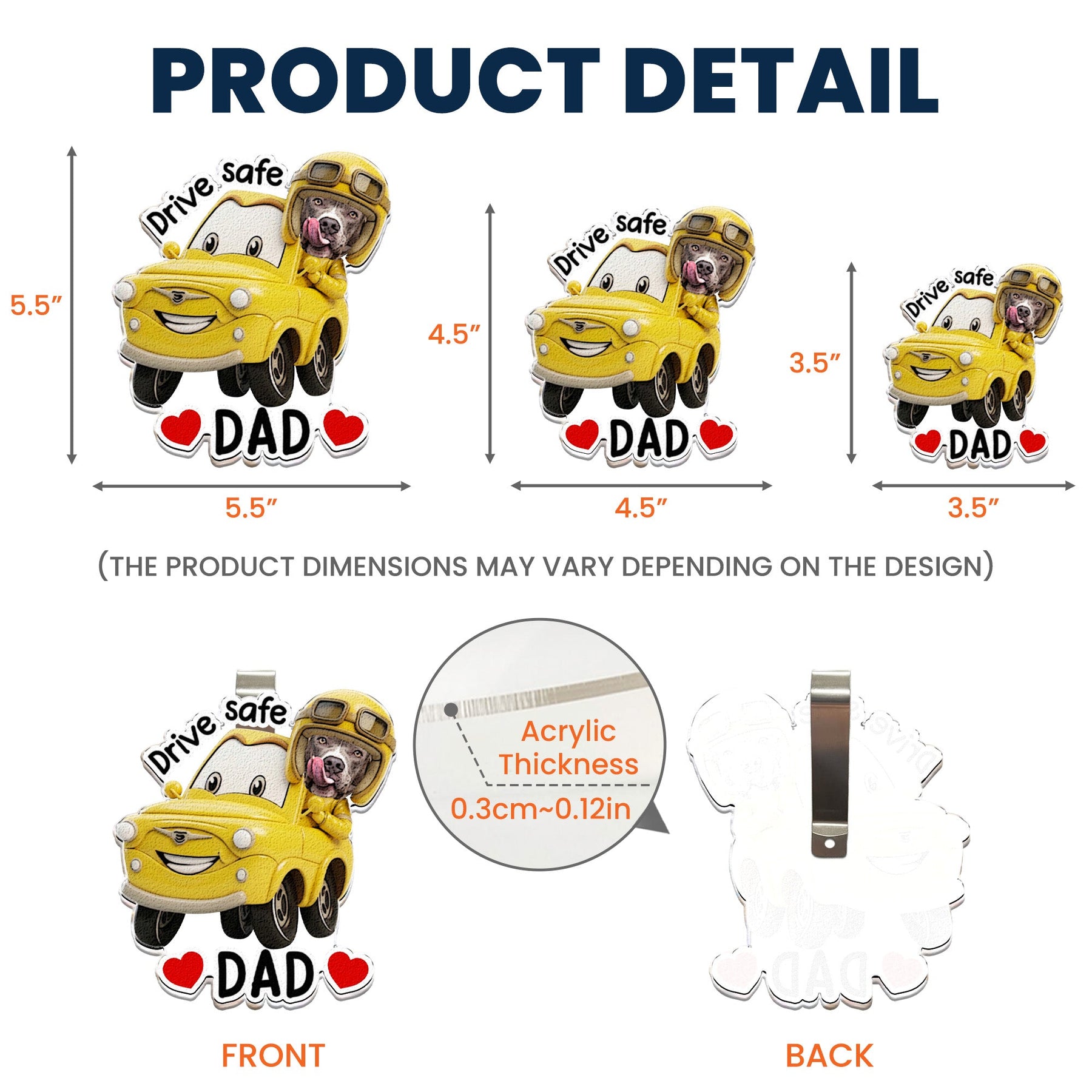 Drive Safe, Daddy, Papa, Mommy, Grandma - Custom Kids' Face Racing Cars - Personalized Car Visor Clip
