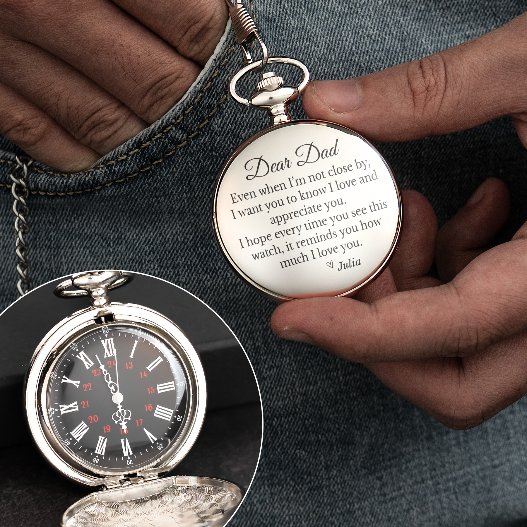 Even When I’m Not Close By - Personalized Pocket Watch