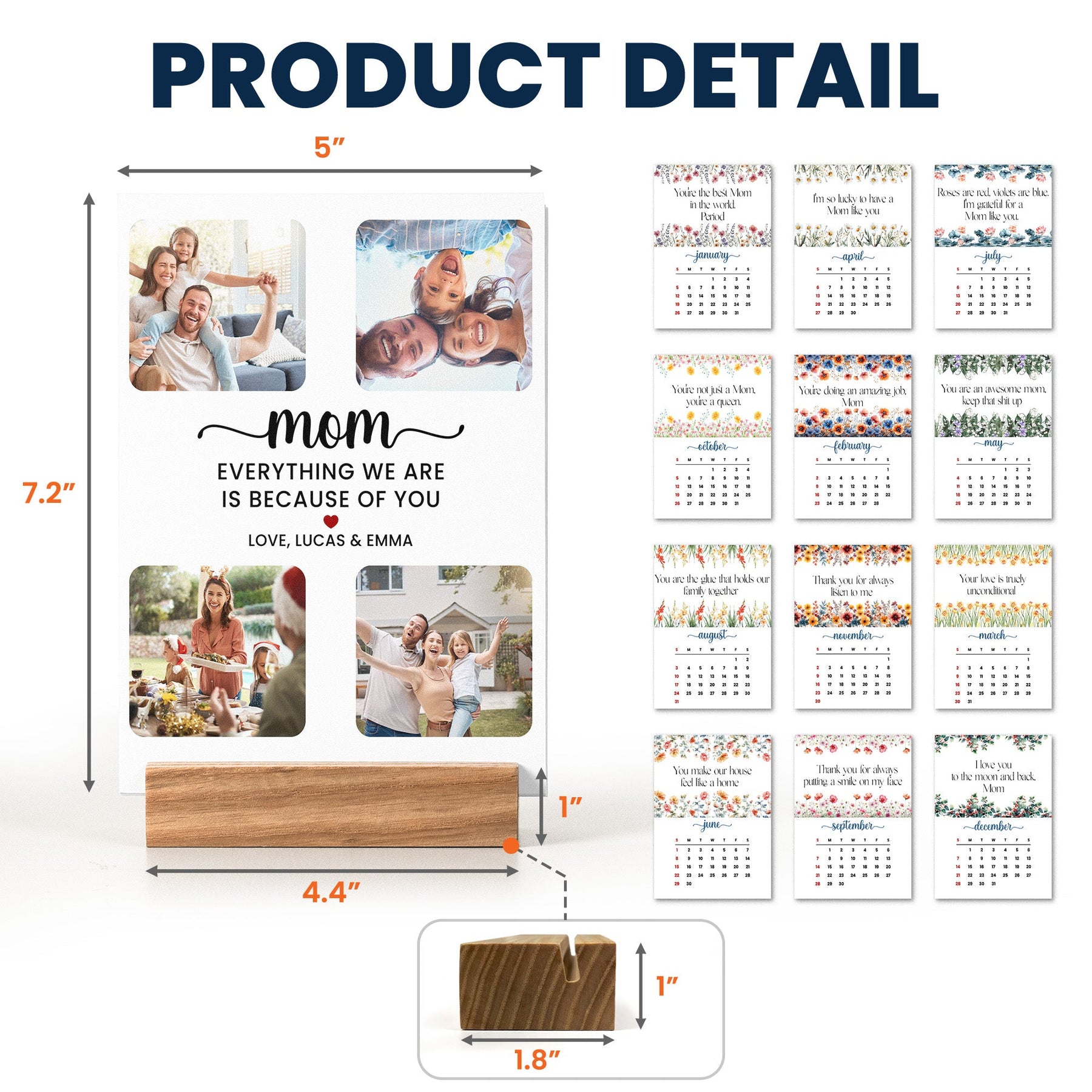 Everything We Are Because Of You - Personalized Photo Easel Calendar