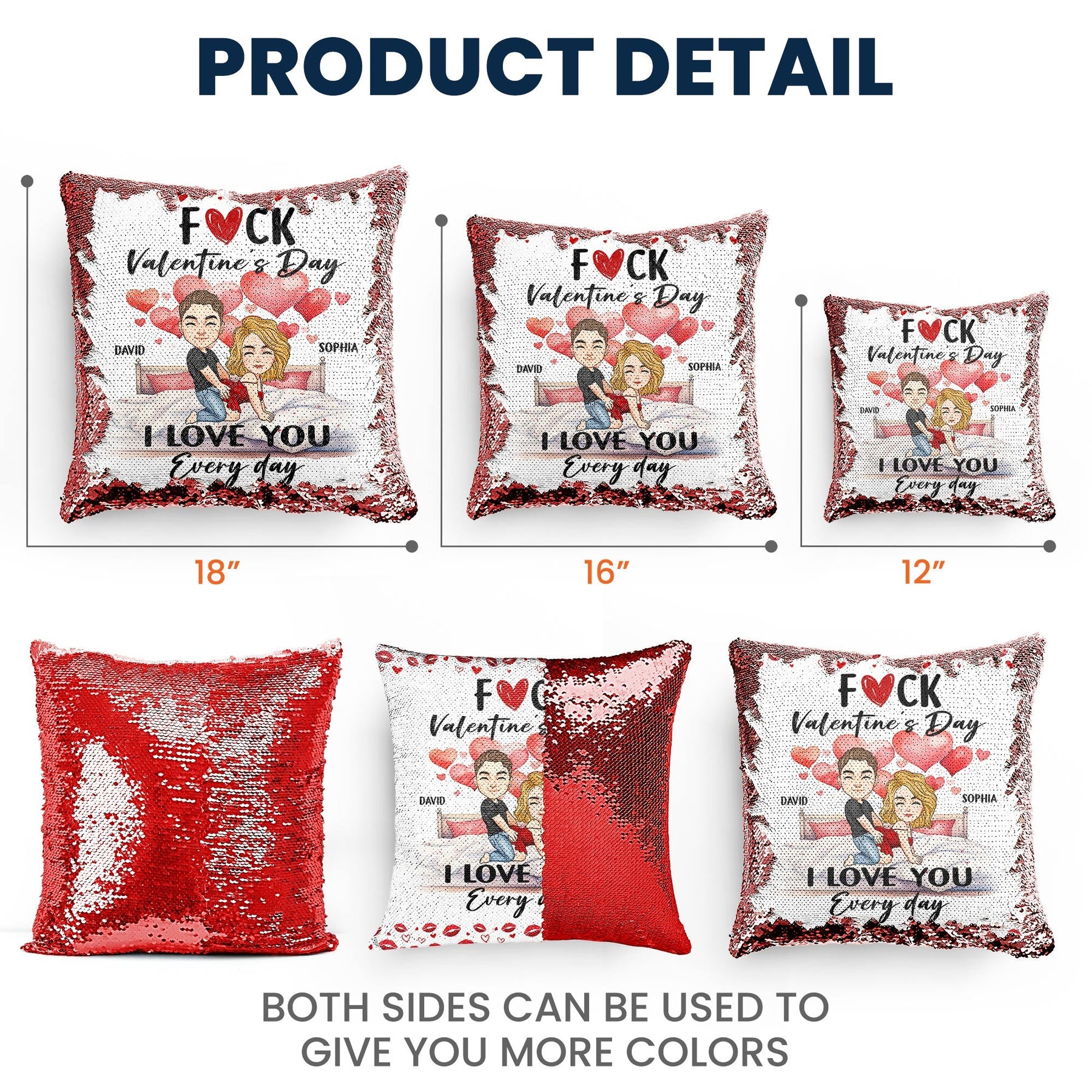 F Valentine's Day I Love You Every Day - Spicy Gifts For Her - Custom Sequin Pillow