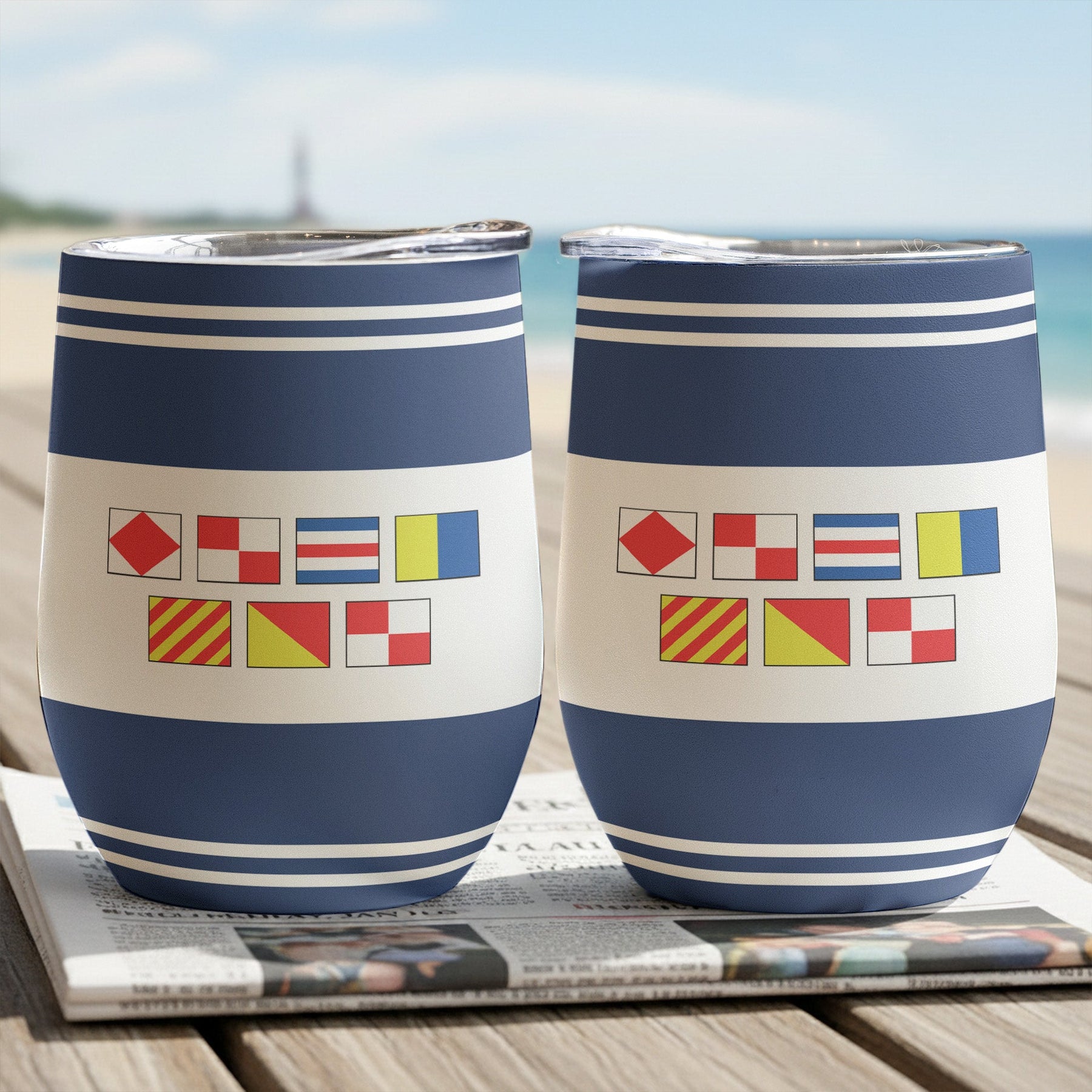 F()Ck You, F()Ck Off In Nautical Flag - Personalized Wine Tumbler