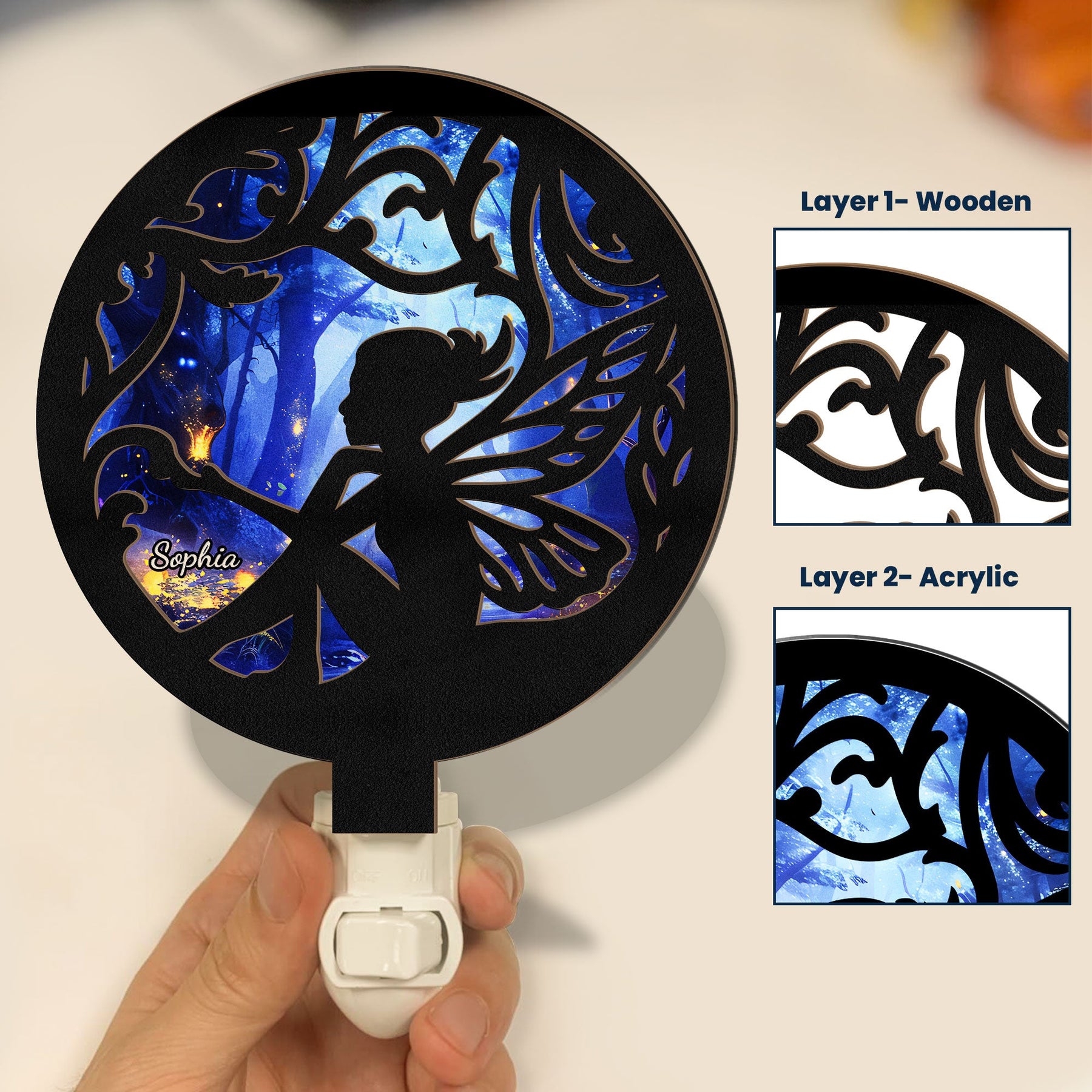 Fairy - Personalized Wood And Acrylic Night Light