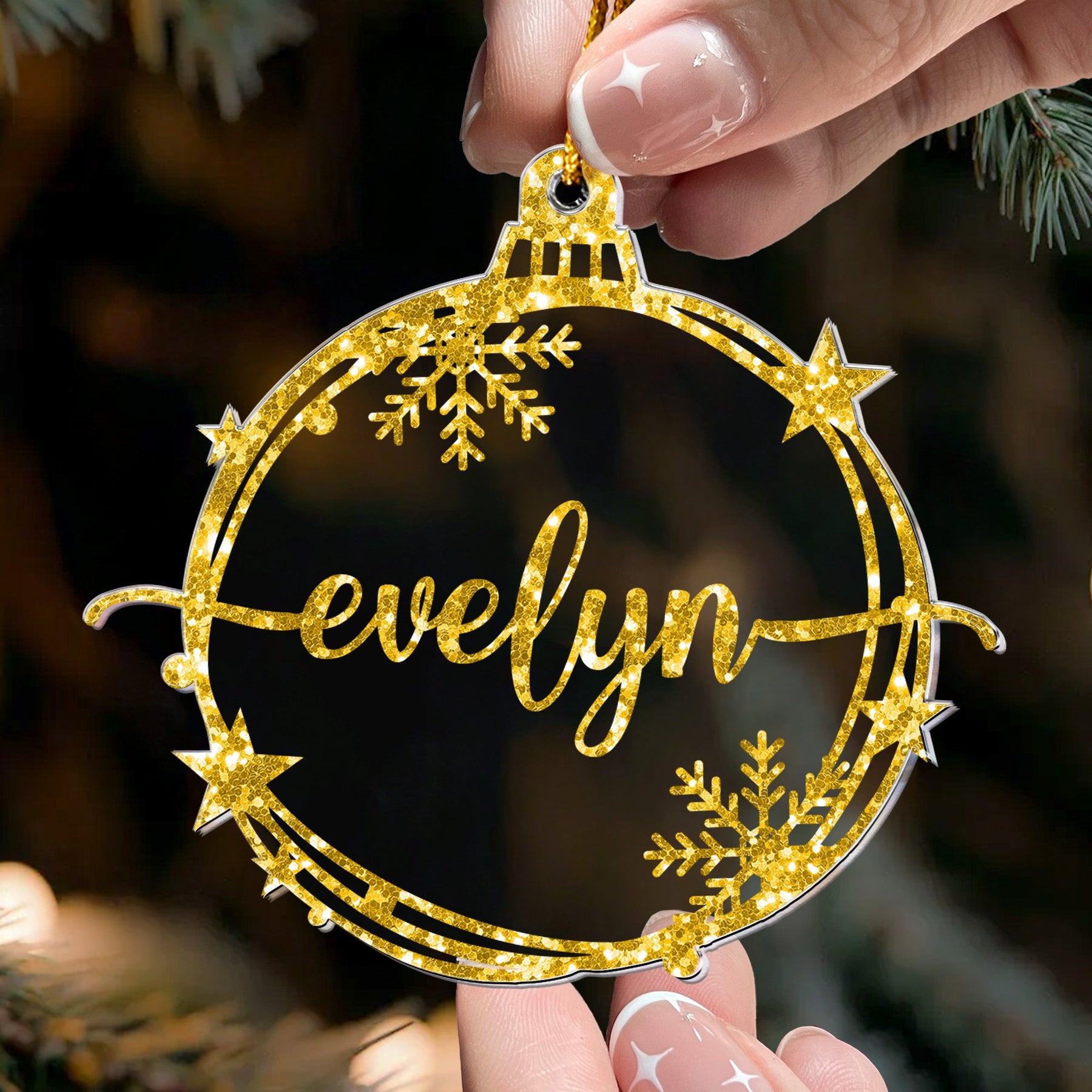Family Christmas Ornament With Name Xmas Baubles - Personalized Acrylic Ornament