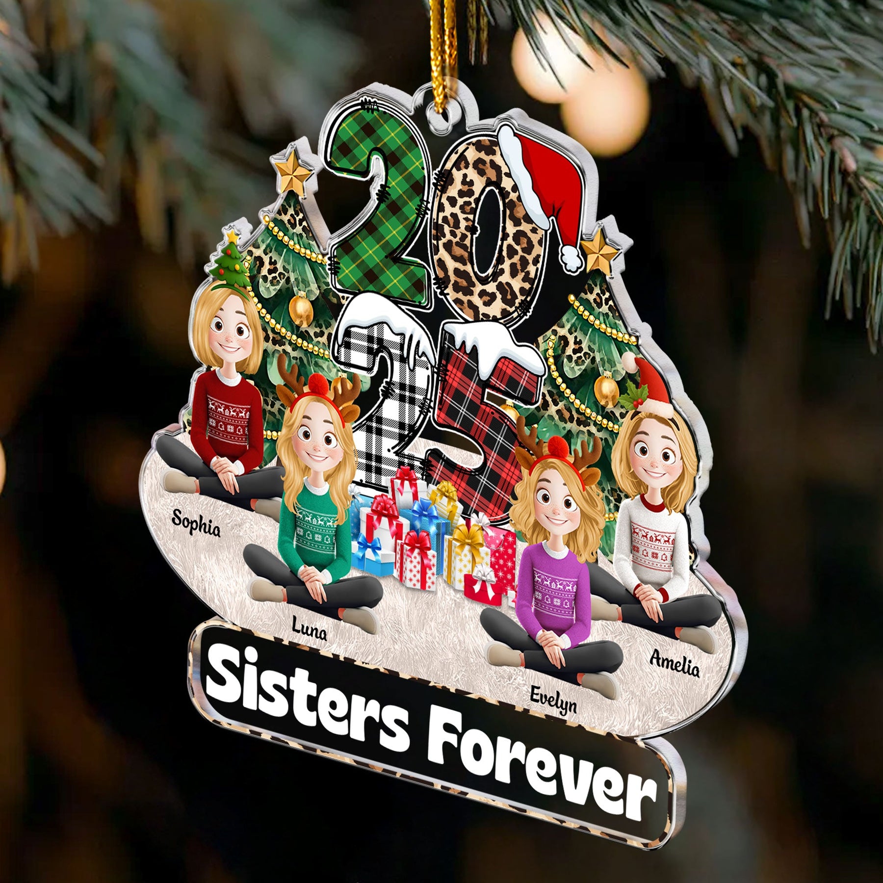 Family Couple Friends Sitting 2026 Cartoon Version - Personalized Acrylic Ornament