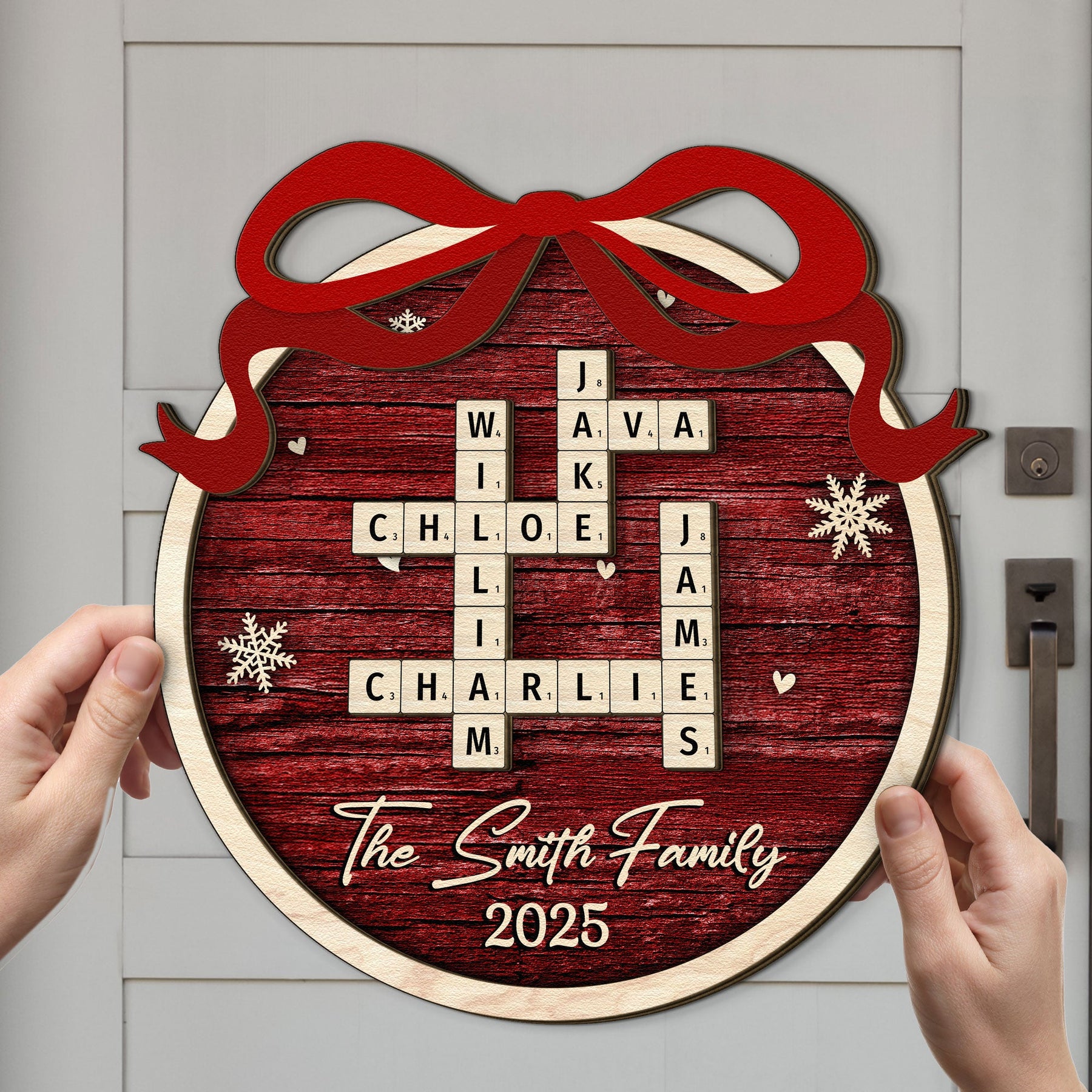 Family Name Scrabble Christmas - Personalized 2 Layers Wood Sign