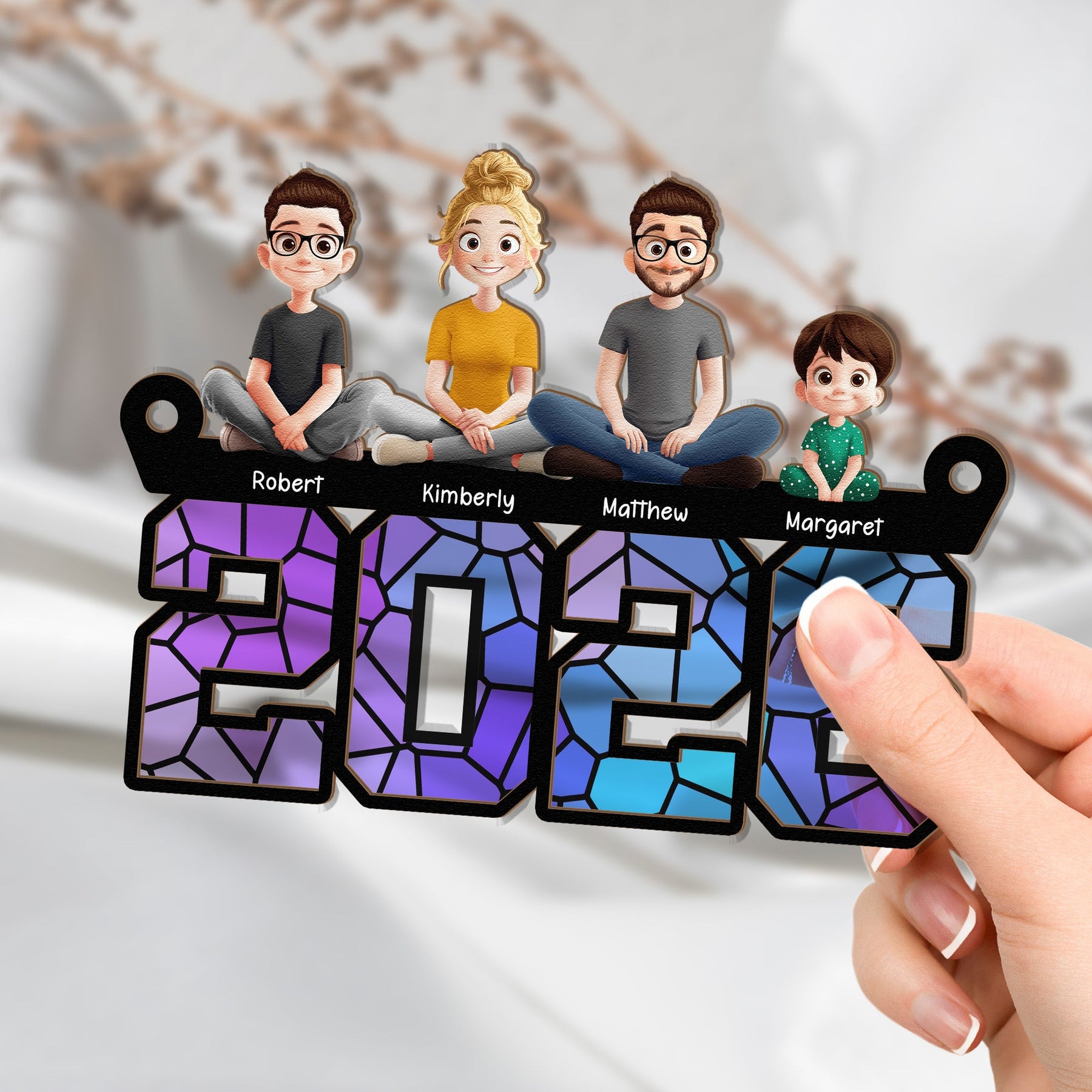 Family Sitting 2026 - Personalized Window Hanging Suncatcher Ornament